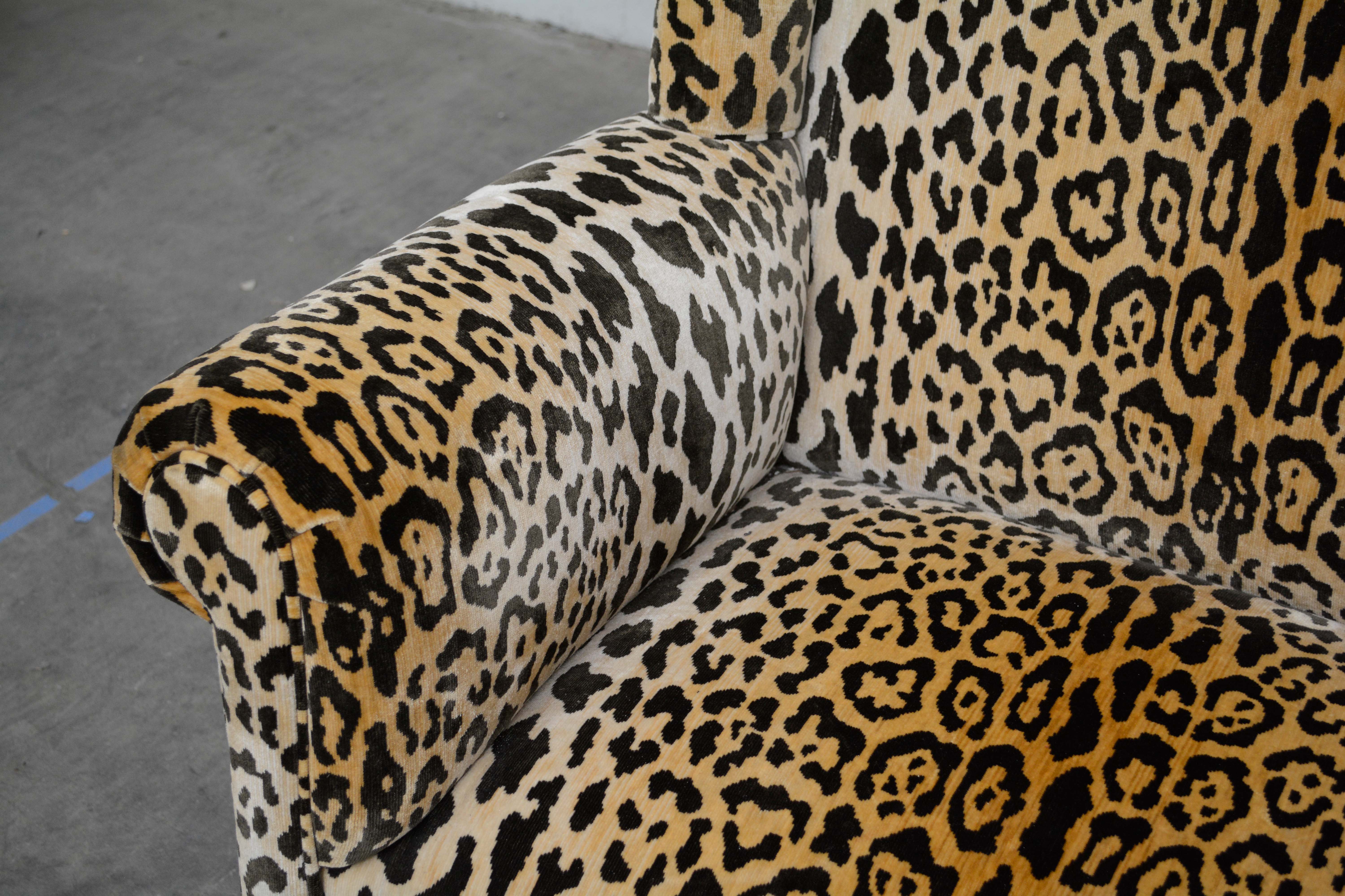 English Oak Settee with Scalamandre Upholstery, Early 20th Century