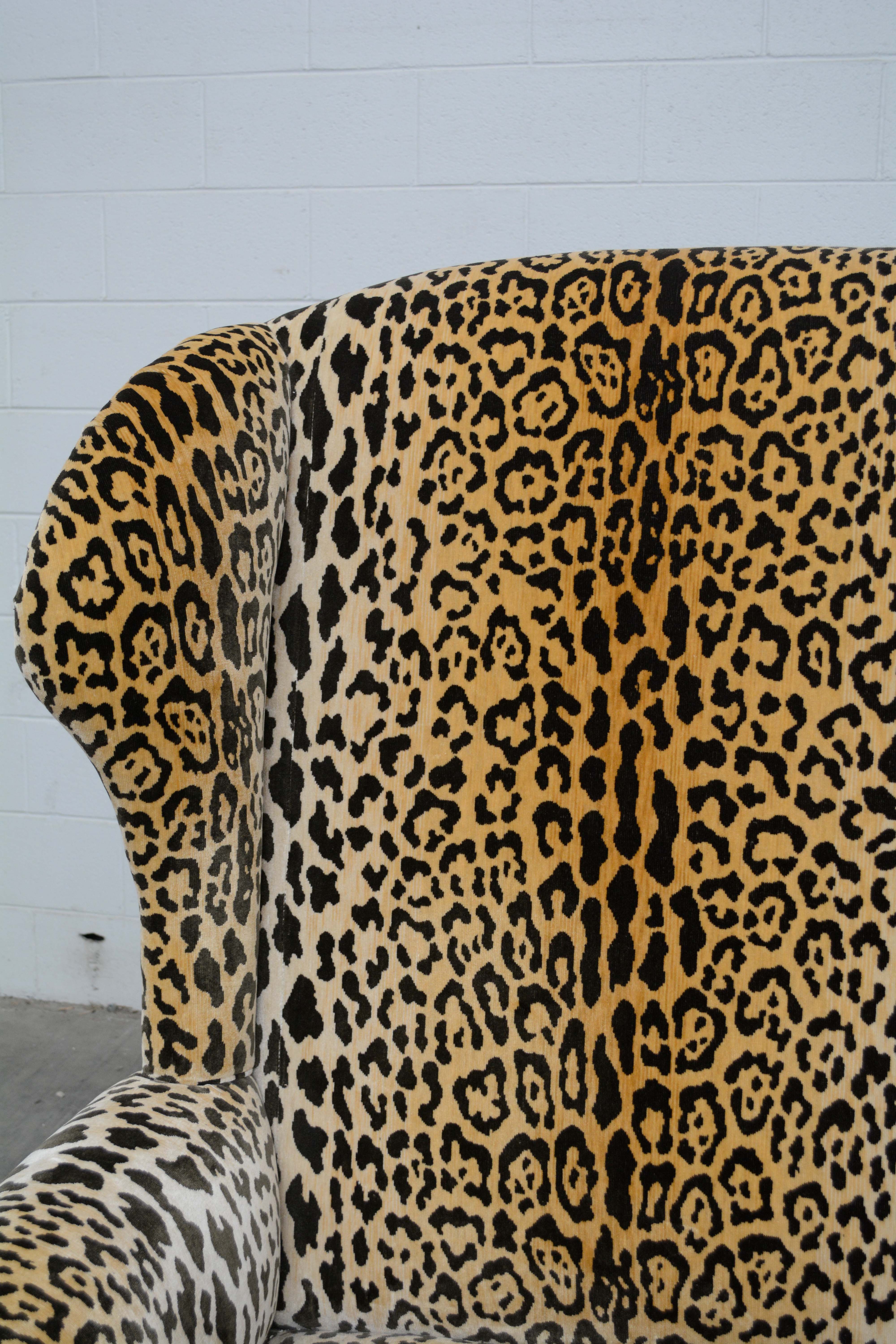 English Oak Settee with Scalamandre Upholstery, Early 20th Century