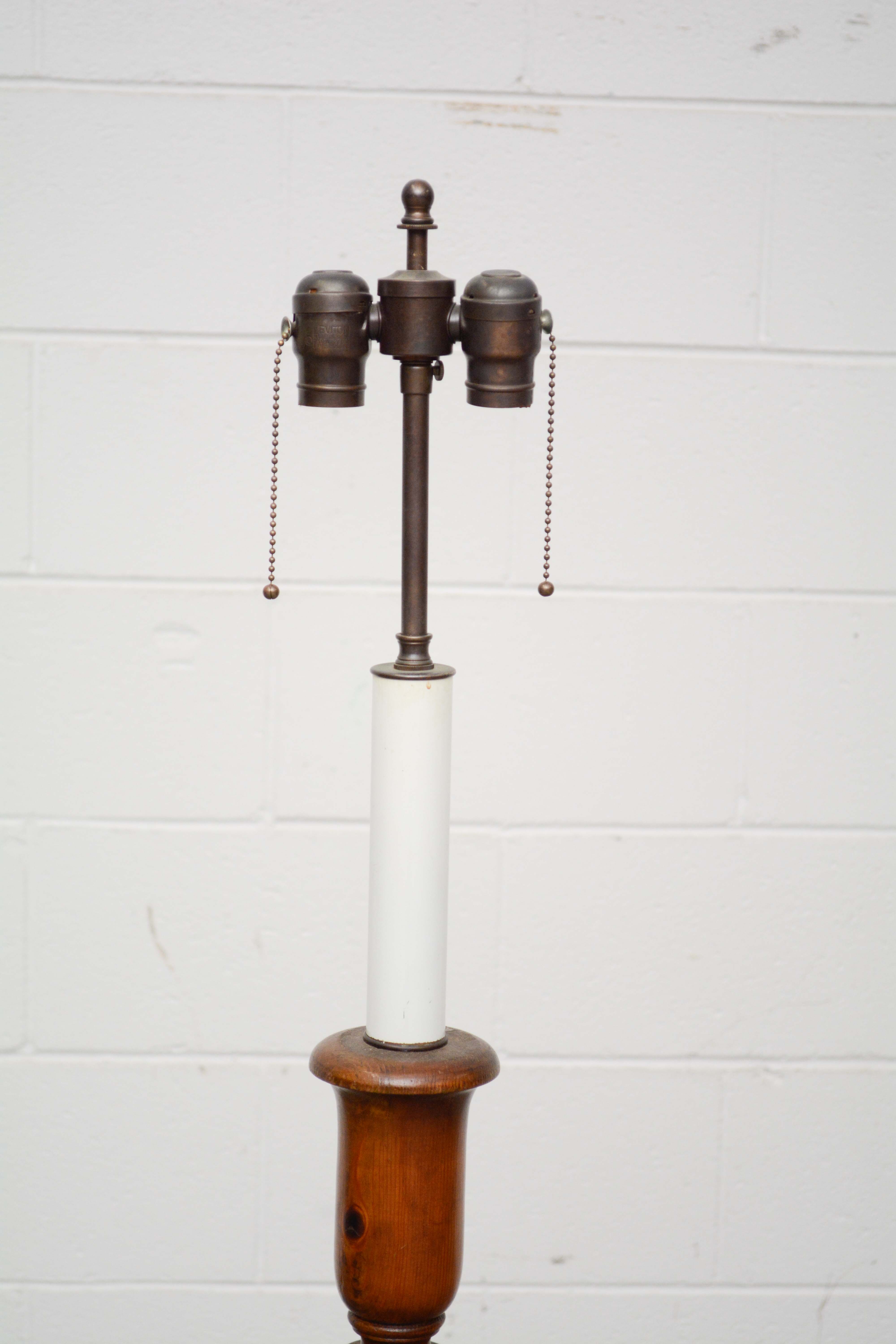 Antique Turned Mahogany Candle Stand Floor Lamps with Dual Lights