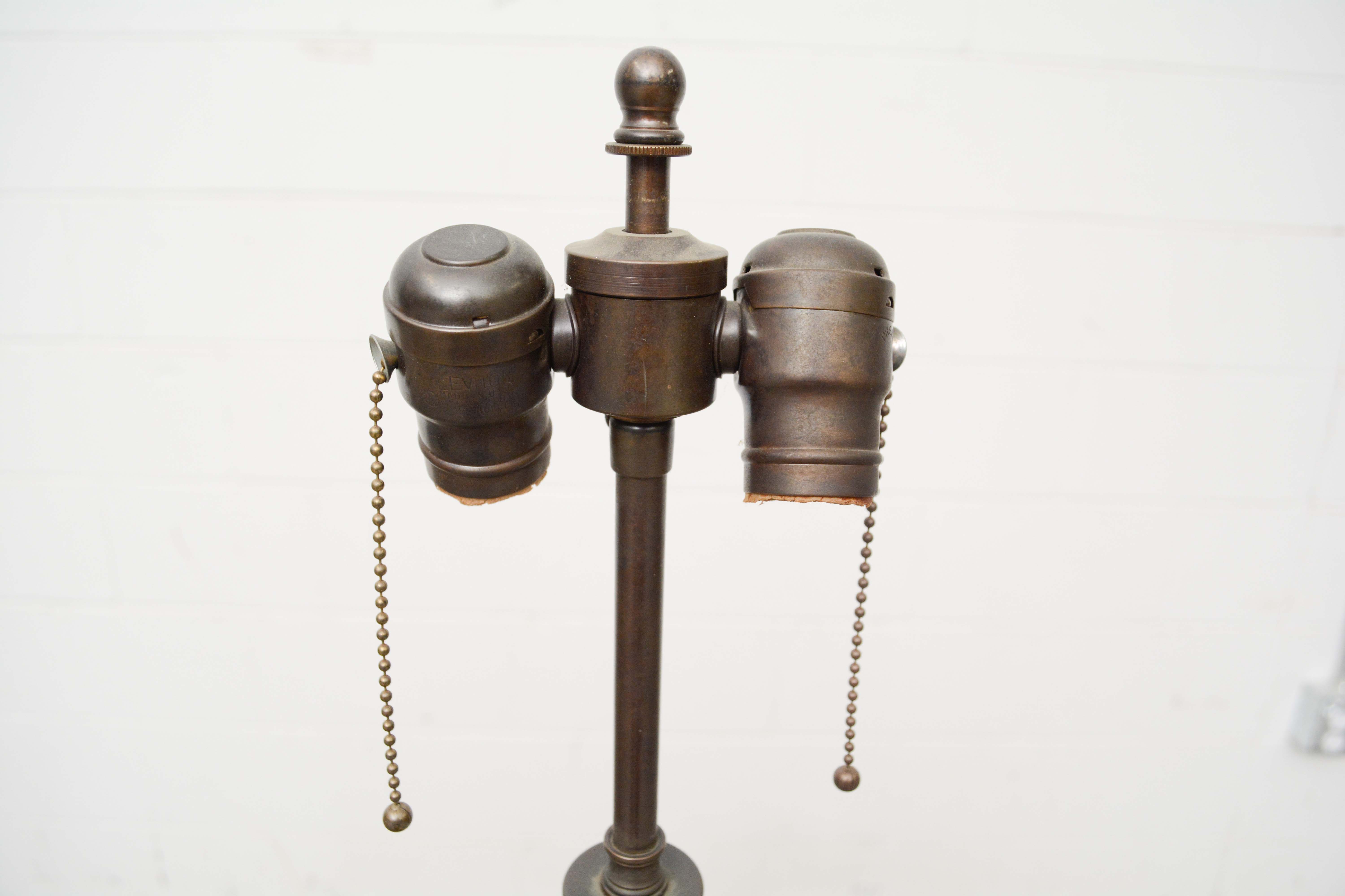 Antique Turned Mahogany Candle Stand Floor Lamps with Dual Lights