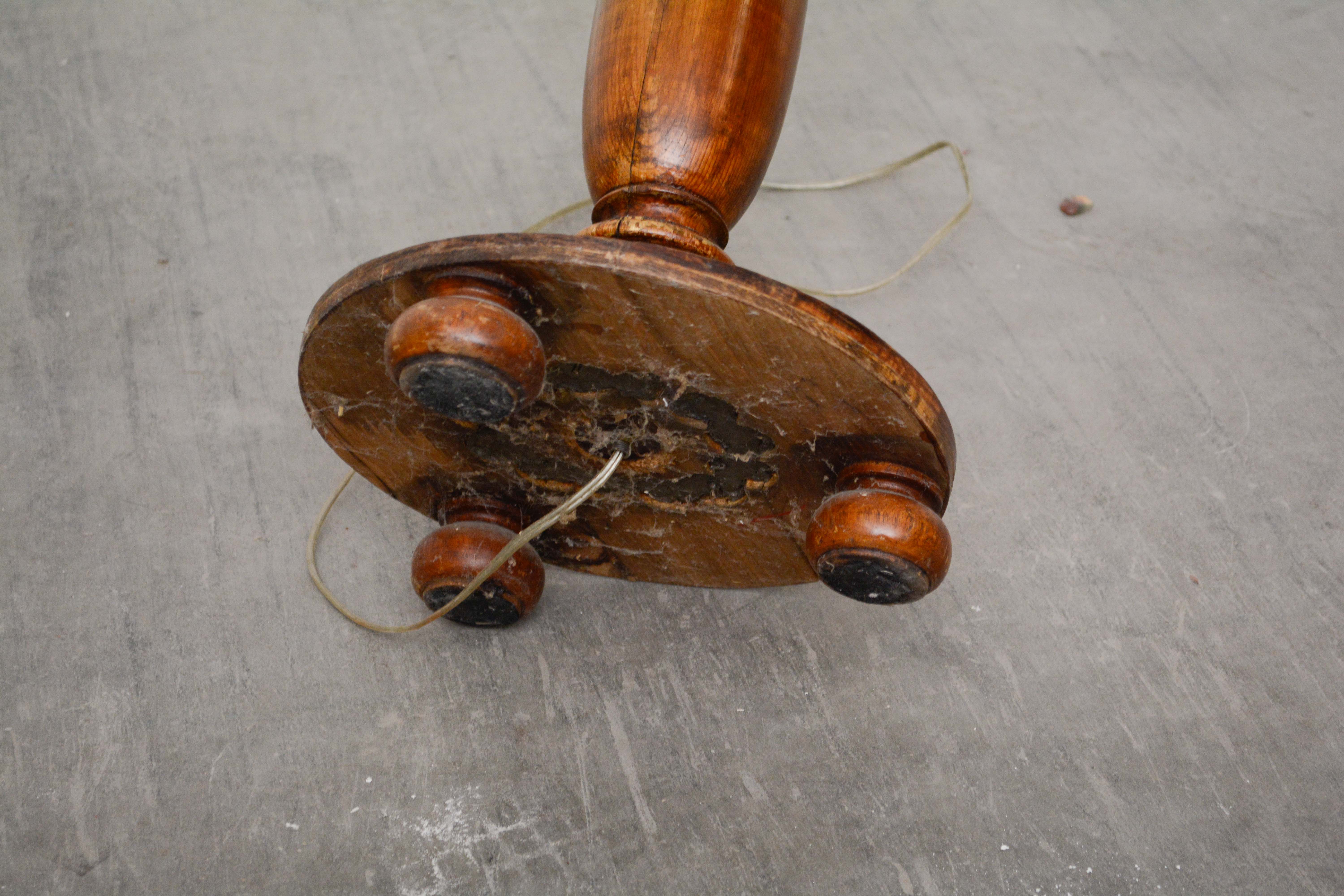 Antique Turned Mahogany Candle Stand Floor Lamps with Dual Lights