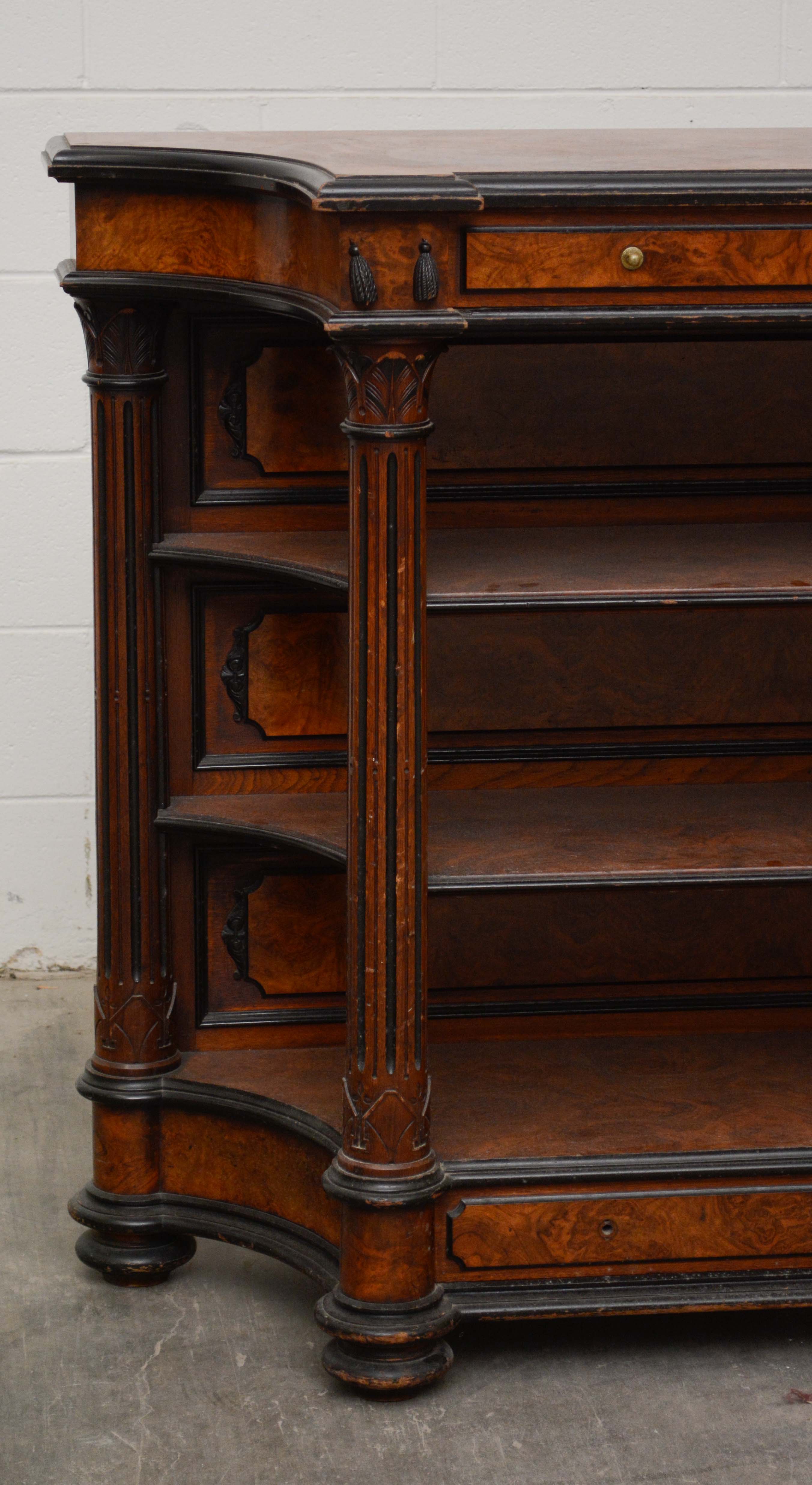 Victorian Walnut and Ebonzied Display Cabinet, Circa 1870