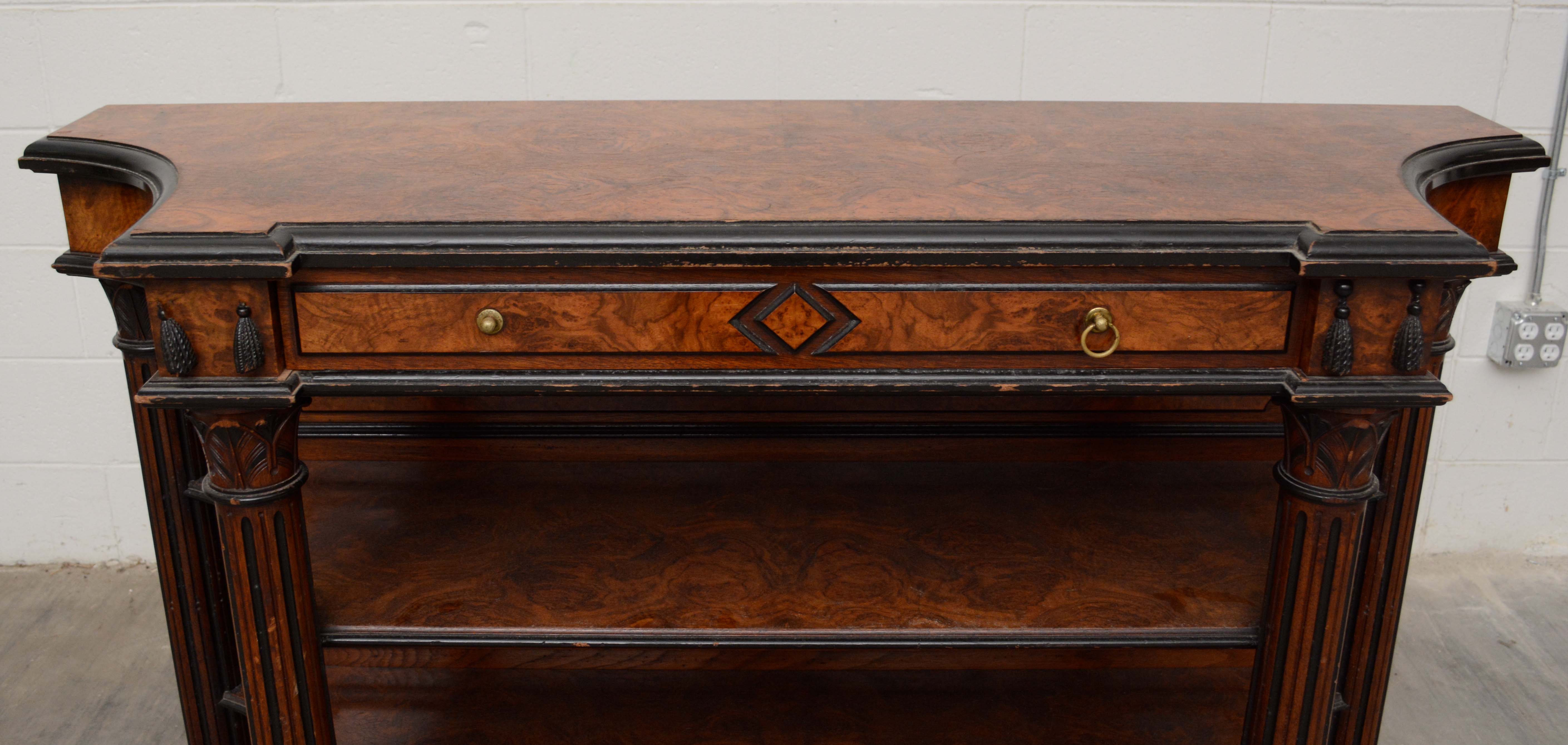 Victorian Walnut and Ebonzied Display Cabinet, Circa 1870