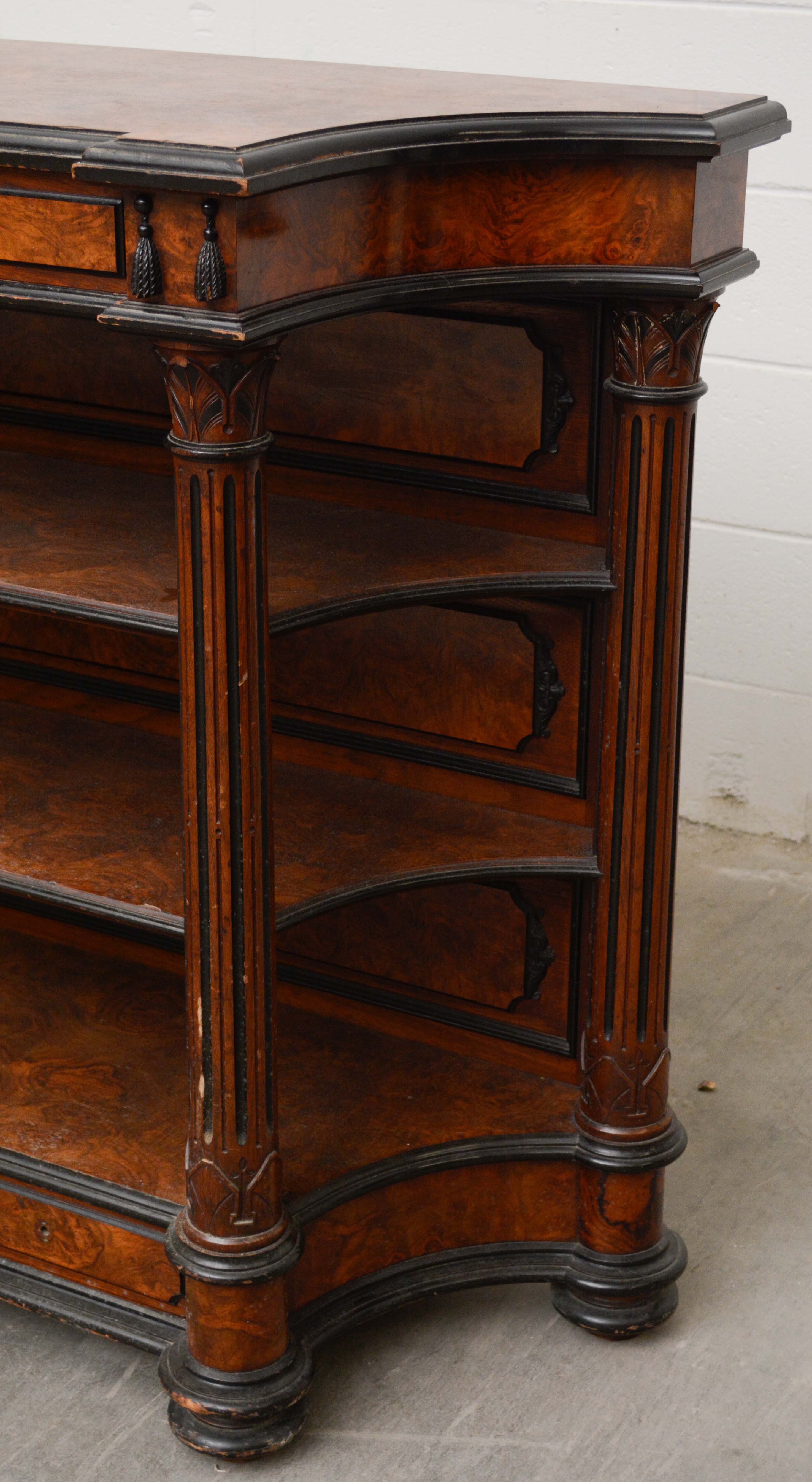 Victorian Walnut and Ebonzied Display Cabinet, Circa 1870