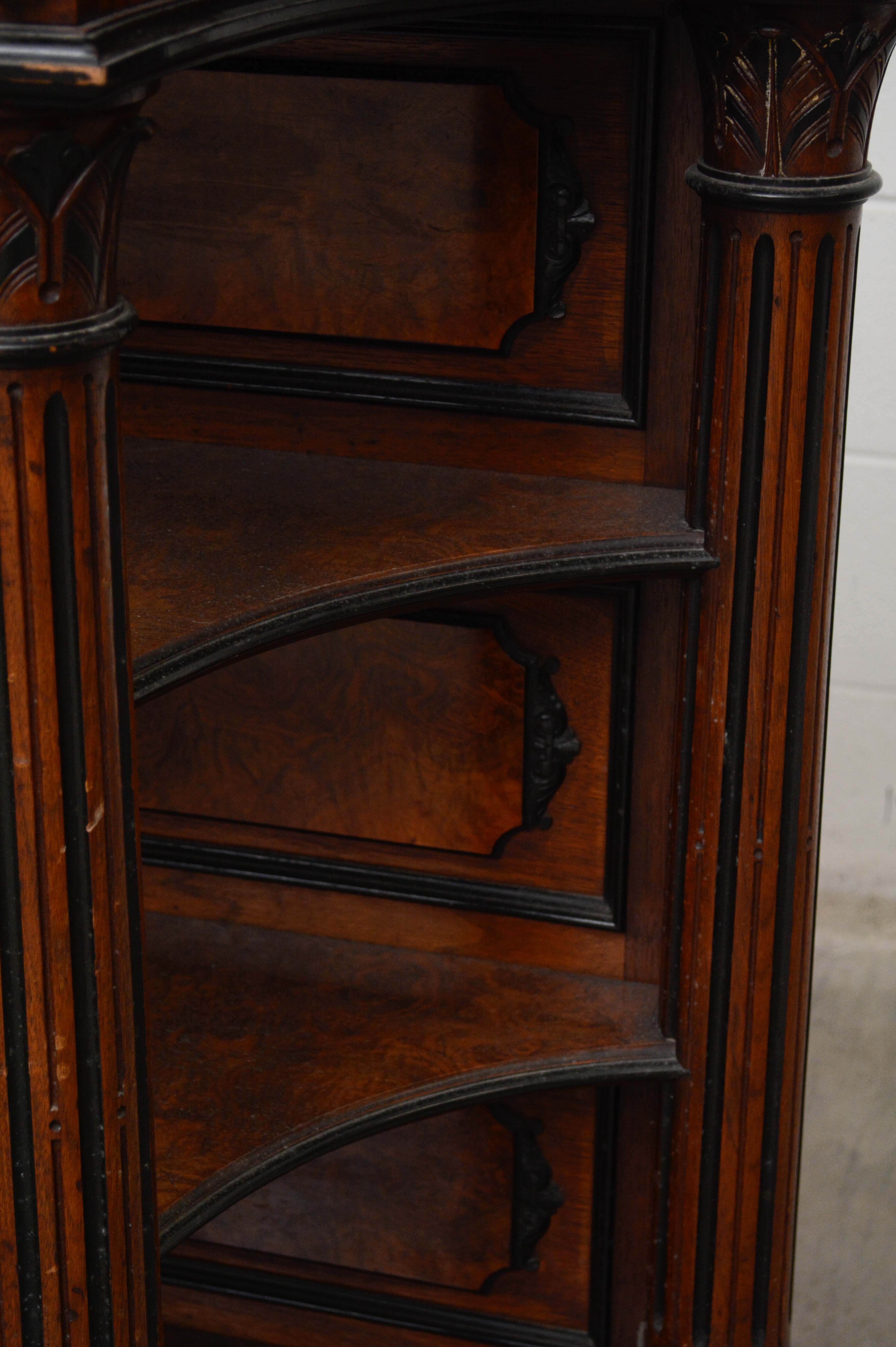 Victorian Walnut and Ebonzied Display Cabinet, Circa 1870
