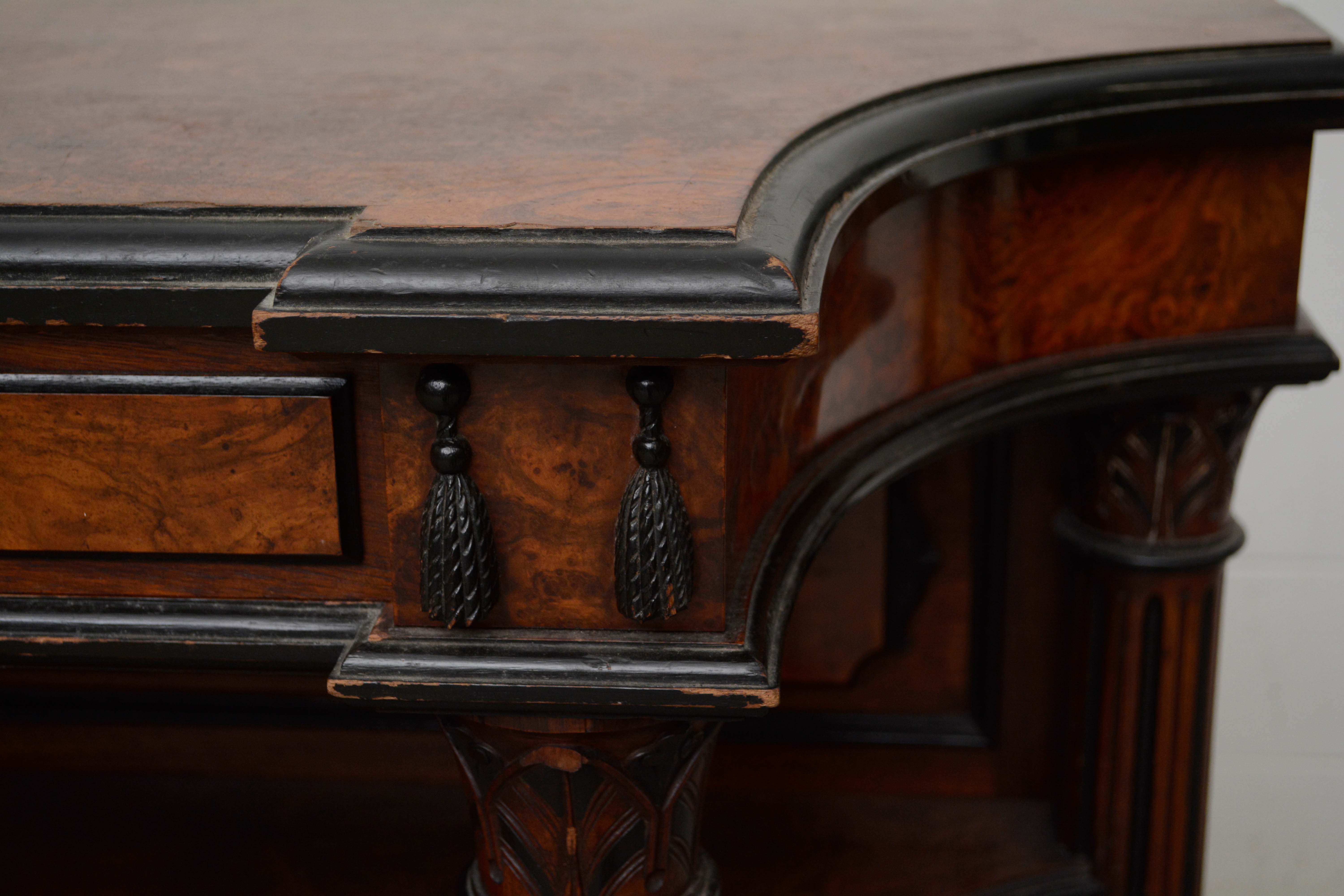 Victorian Walnut and Ebonzied Display Cabinet, Circa 1870