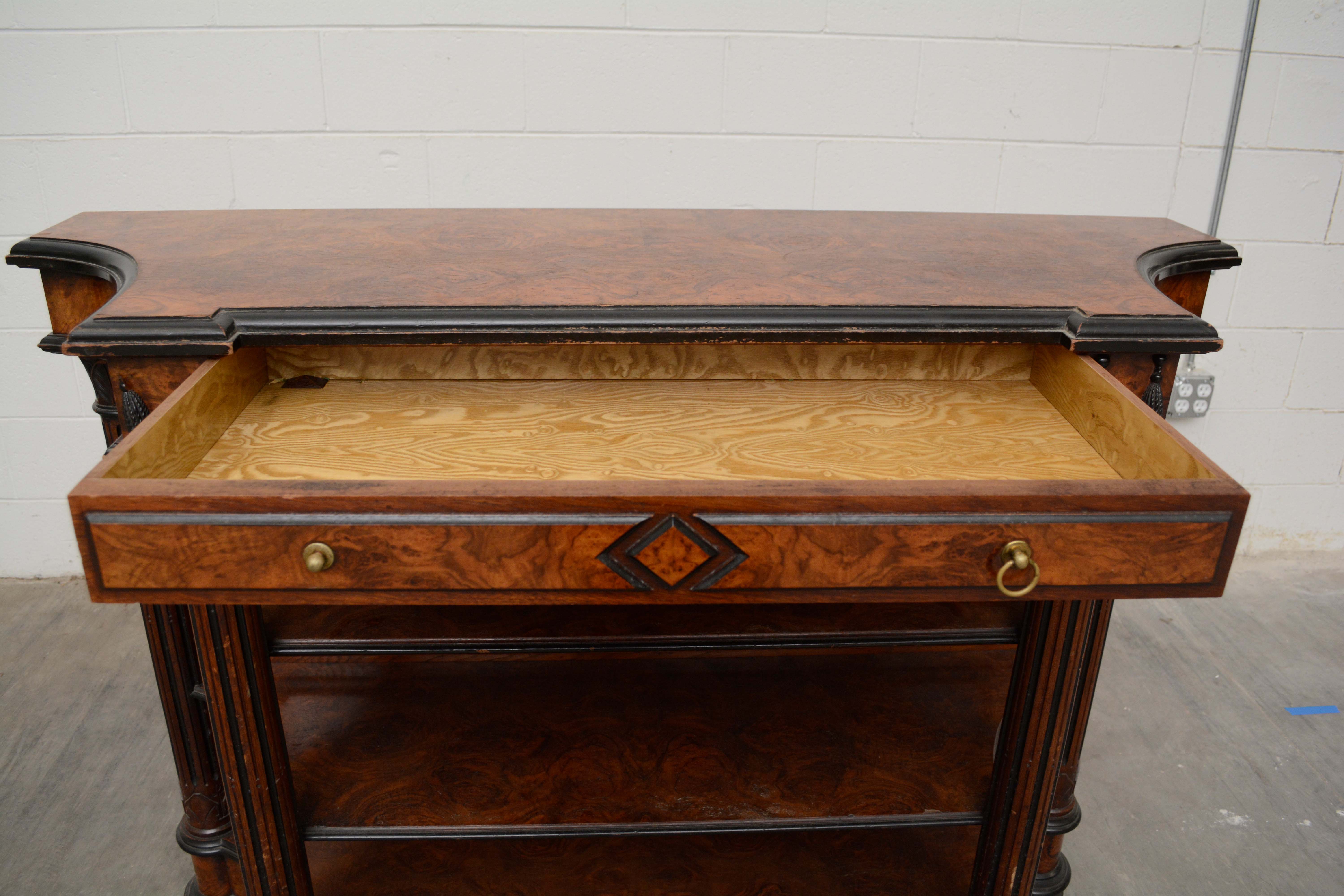 Victorian Walnut and Ebonzied Display Cabinet, Circa 1870