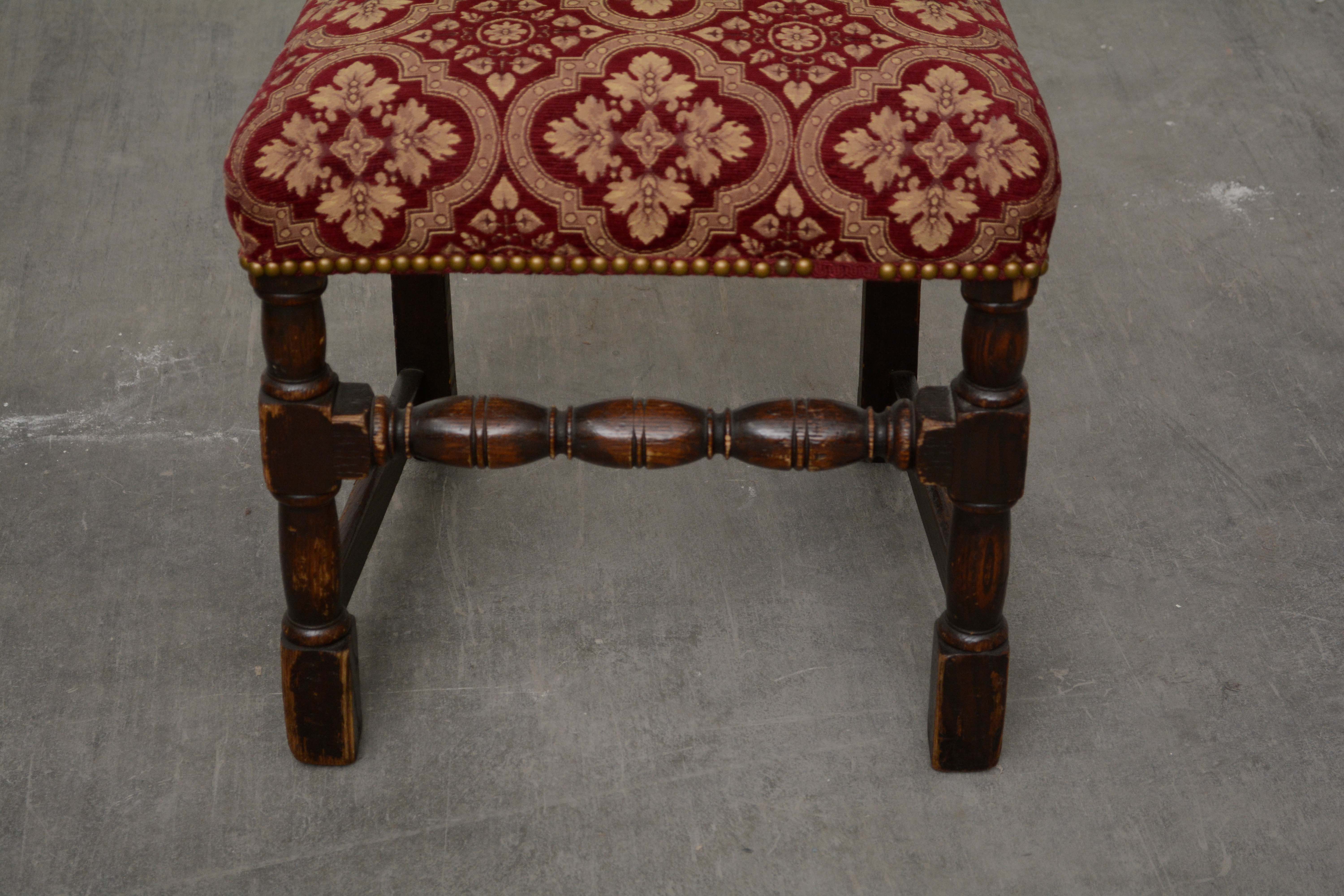 Jacobean Revival Style Oak Side Chairs, Late 19th Century