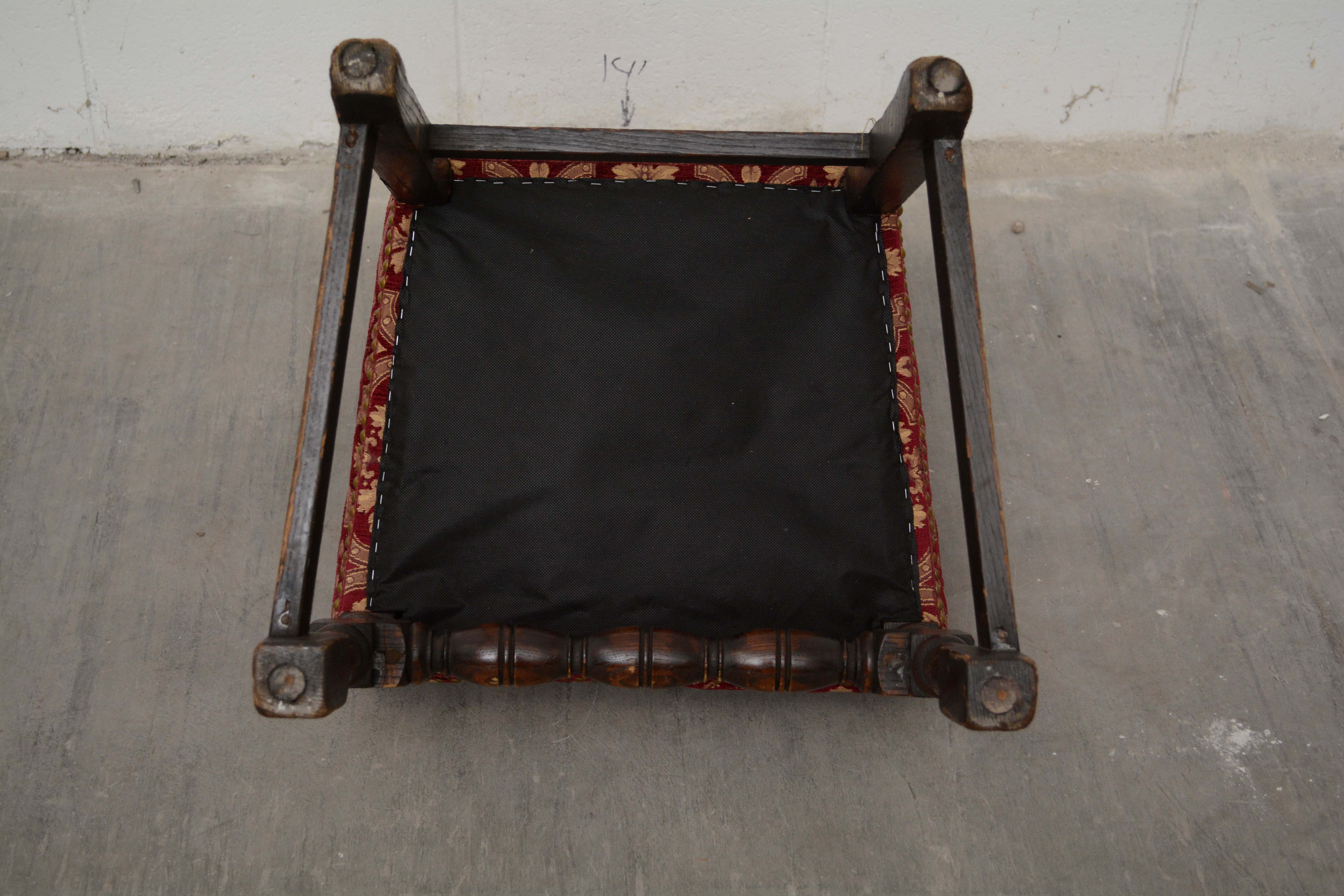 Jacobean Revival Style Oak Side Chairs, Late 19th Century