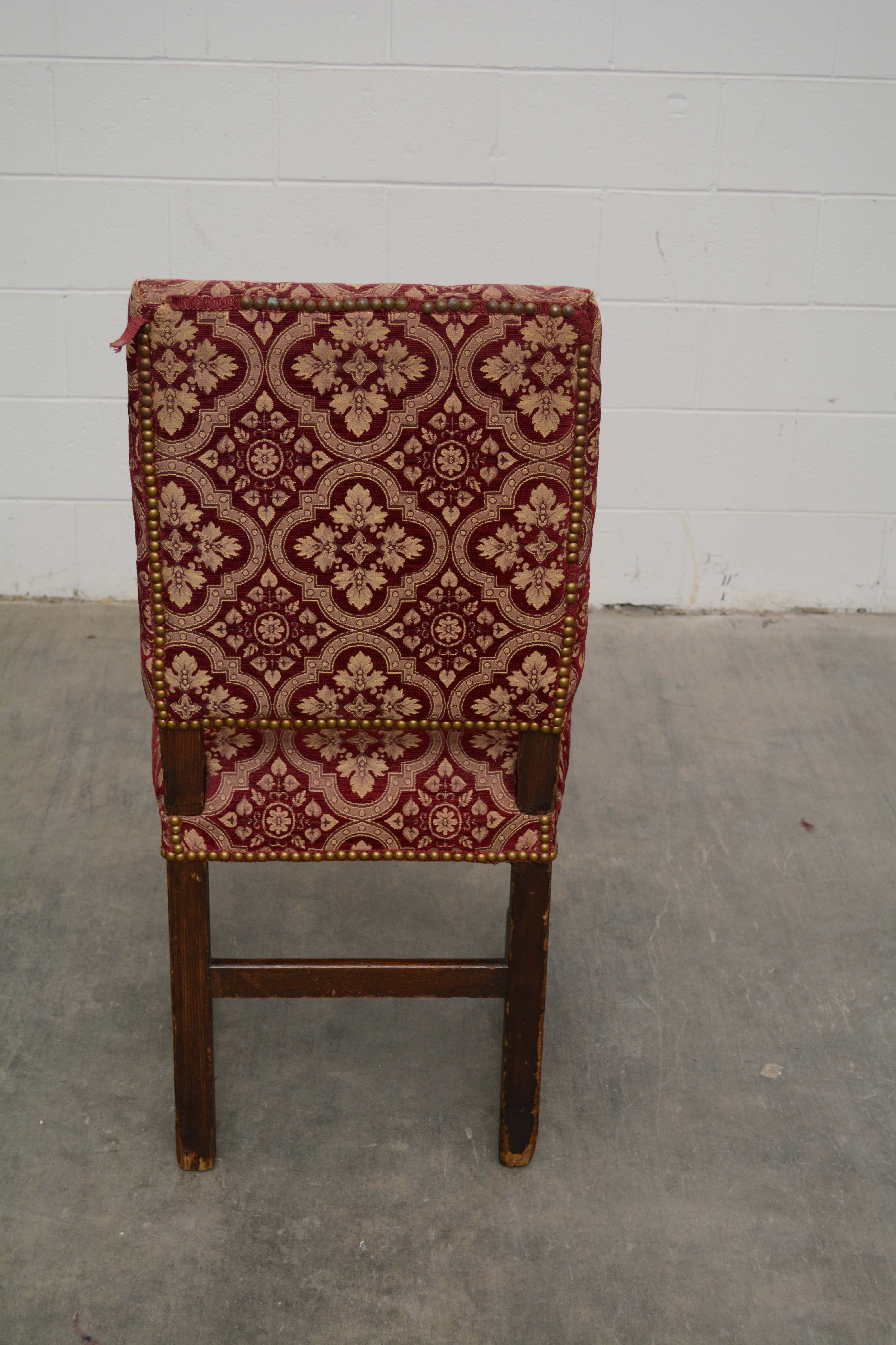 Jacobean Revival Style Oak Side Chairs, Late 19th Century