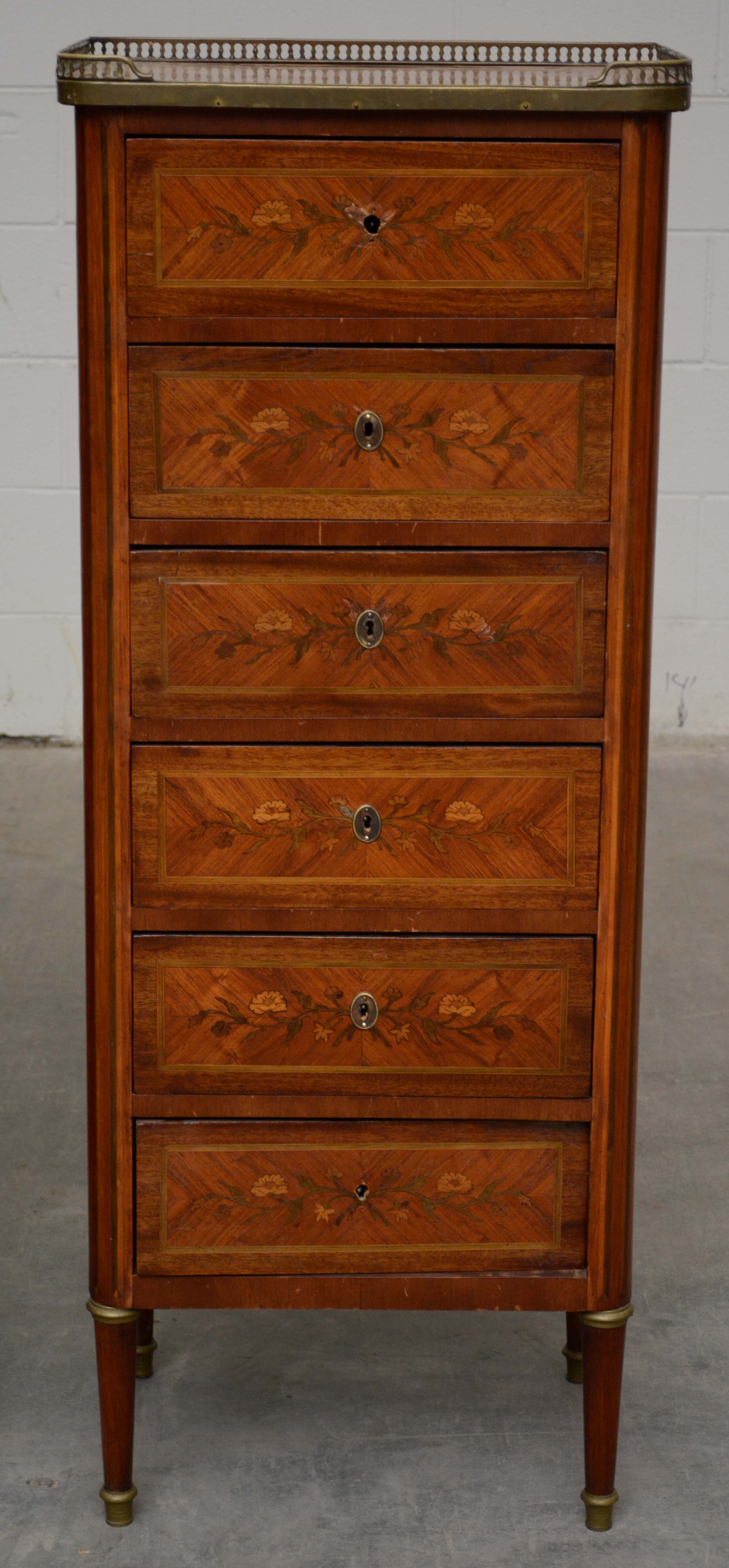Pair of Kingwood and Mahogany Louis XVI-Style Tall Chests of Drawers, c. 1900