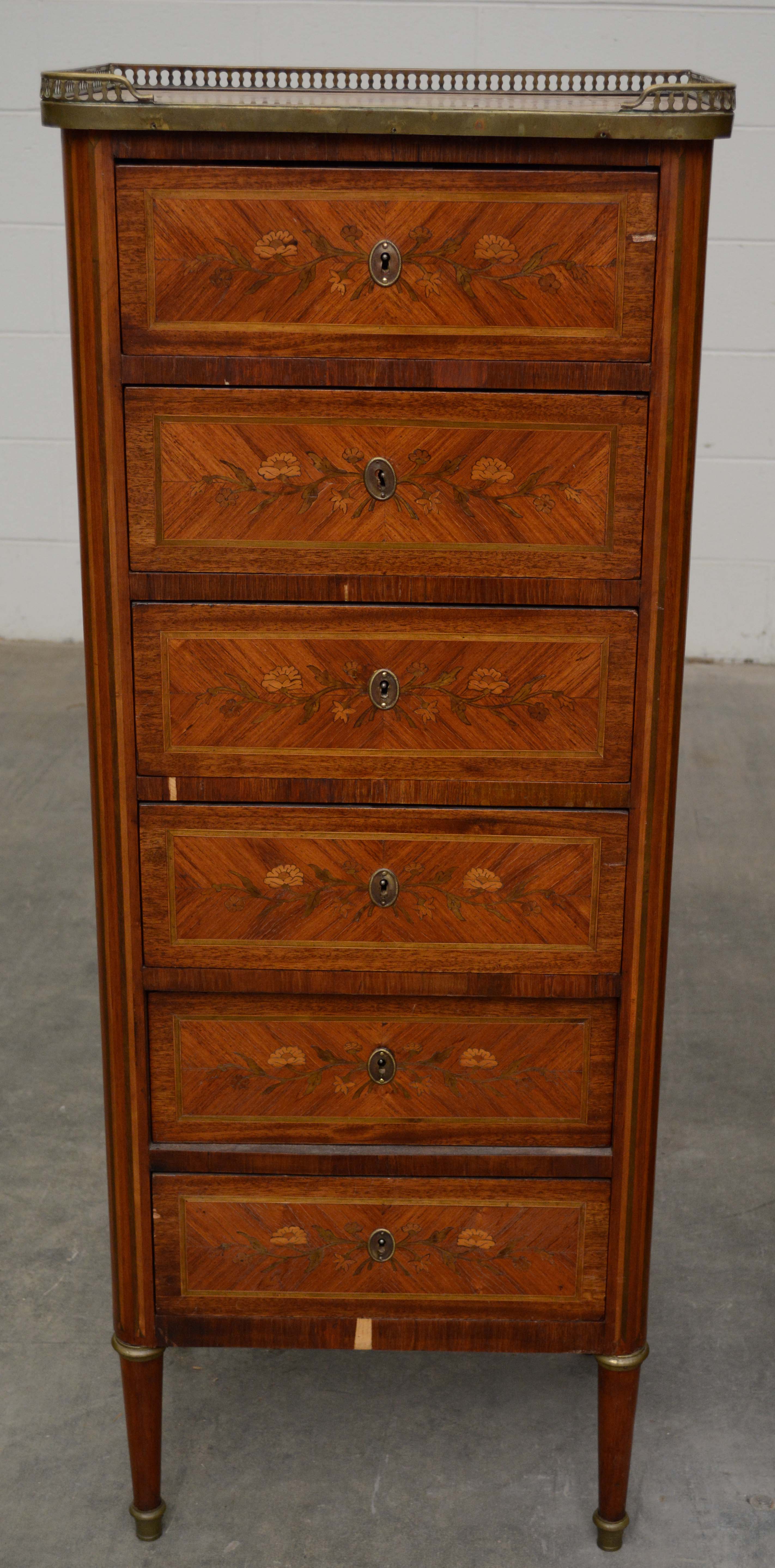 Pair of Kingwood and Mahogany Louis XVI-Style Tall Chests of Drawers, c. 1900