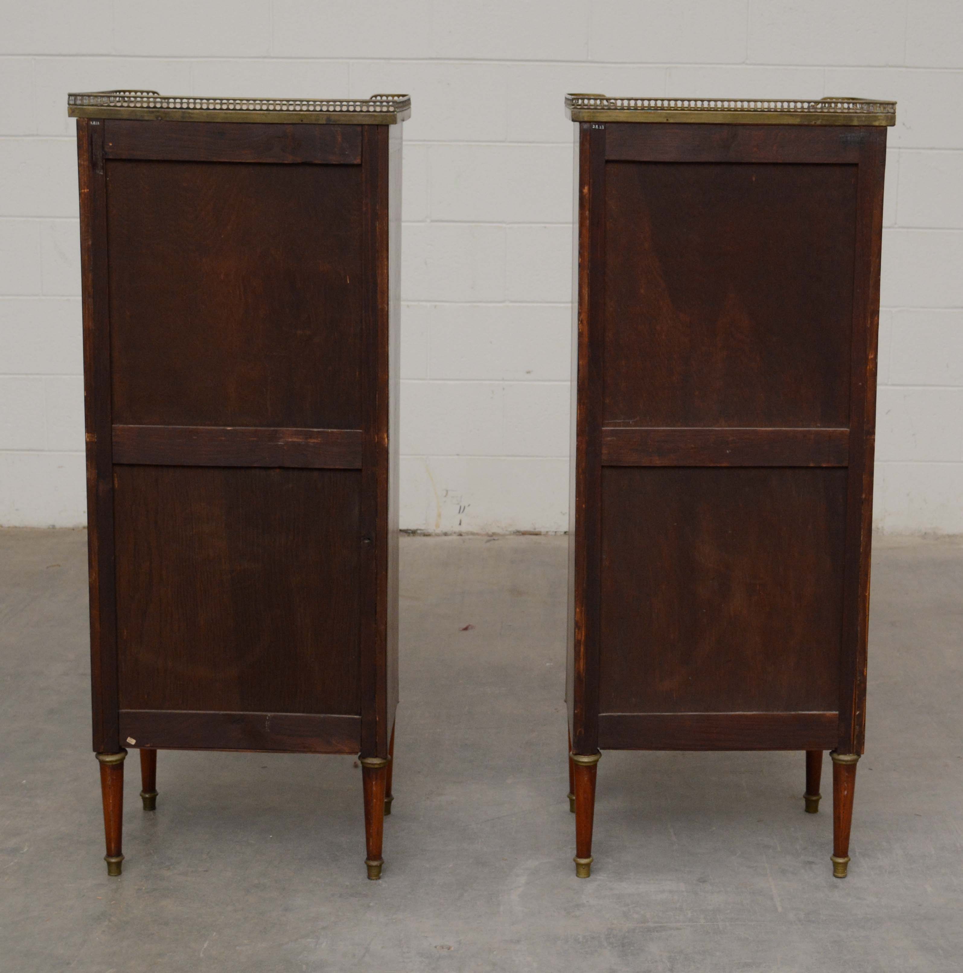 Pair of Kingwood and Mahogany Louis XVI-Style Tall Chests of Drawers, c. 1900