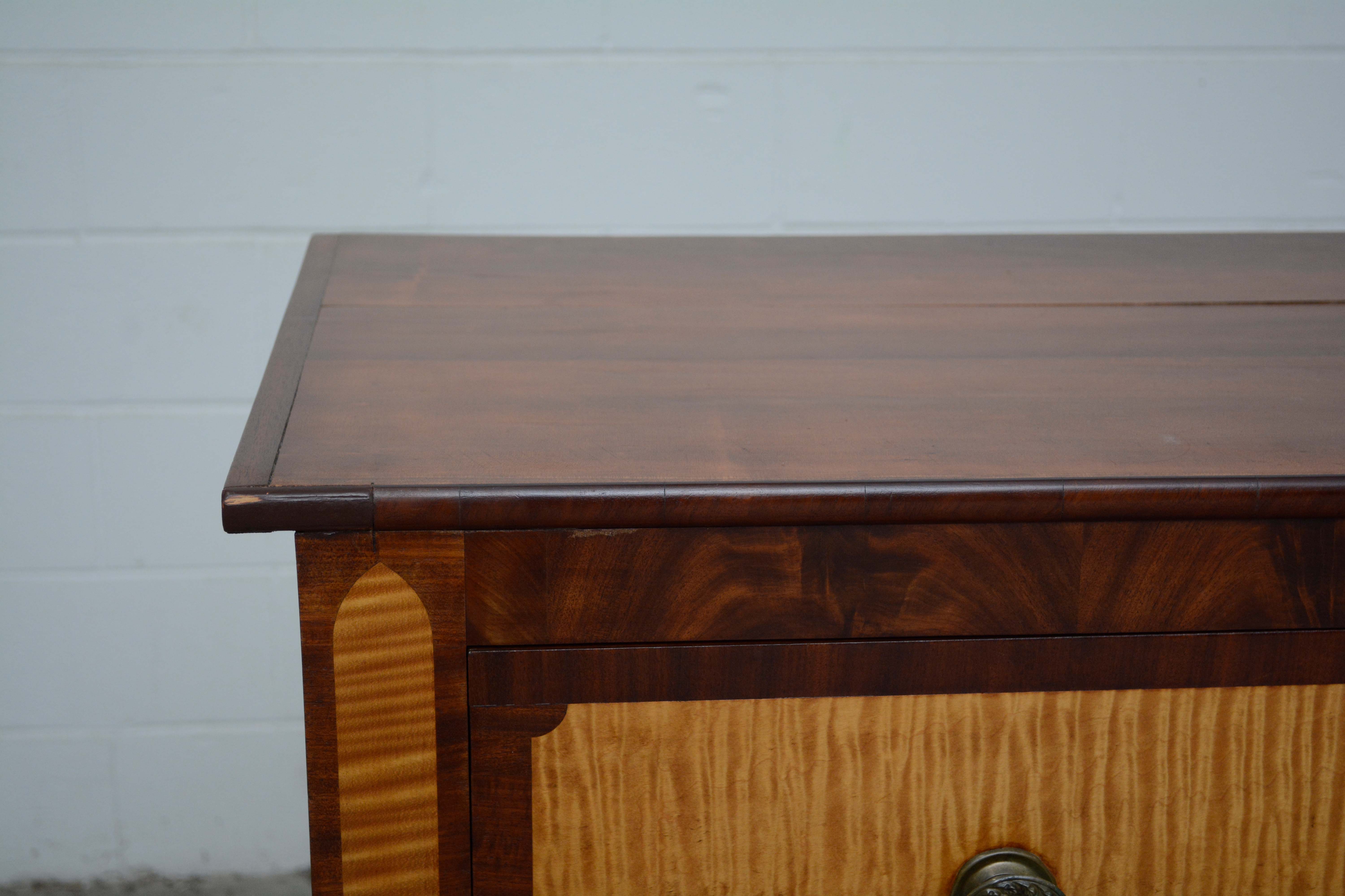 American Empire Tiger Maple and Mahogany Chest of Drawers, Mid-19th Century