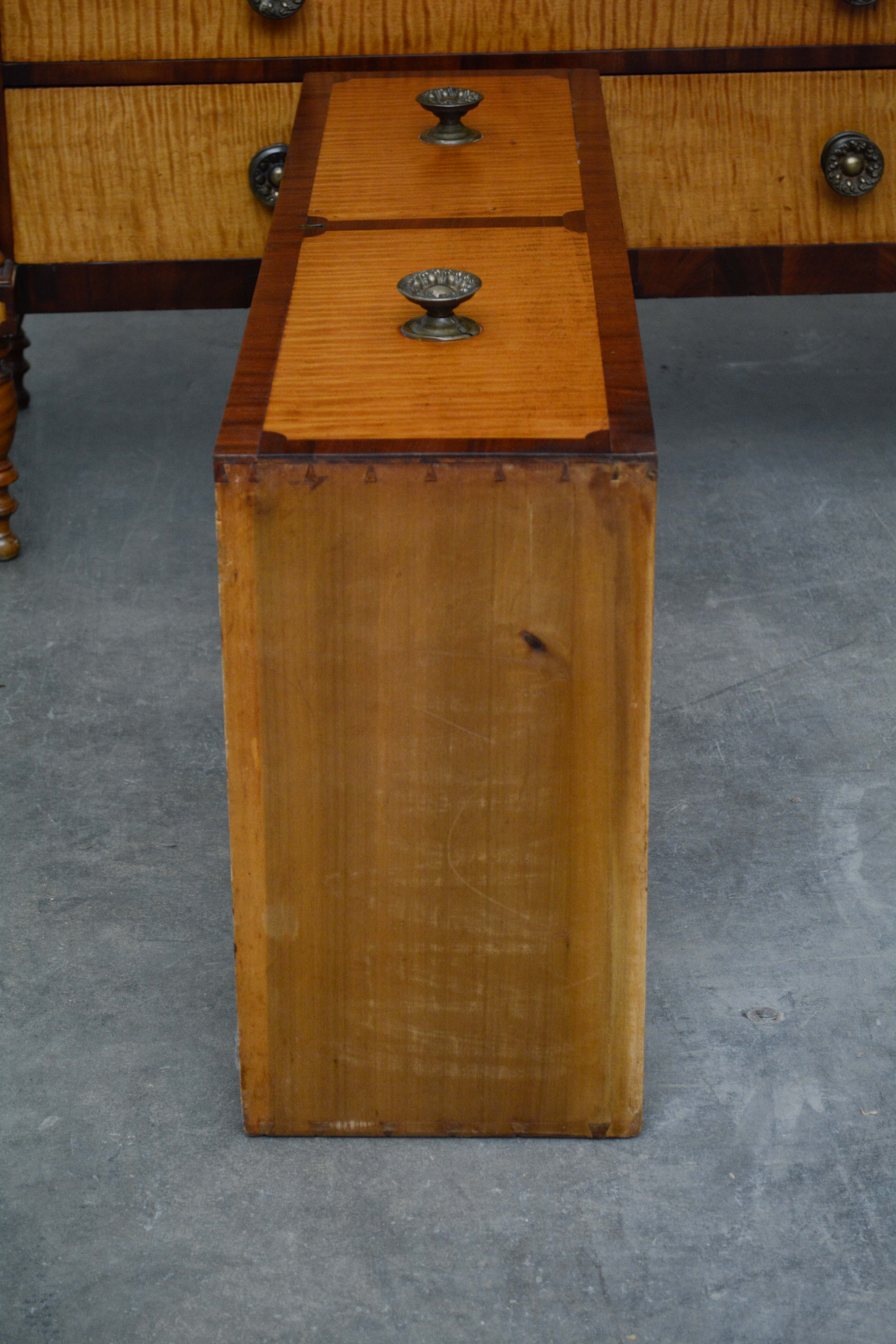 American Empire Tiger Maple and Mahogany Chest of Drawers, Mid-19th Century