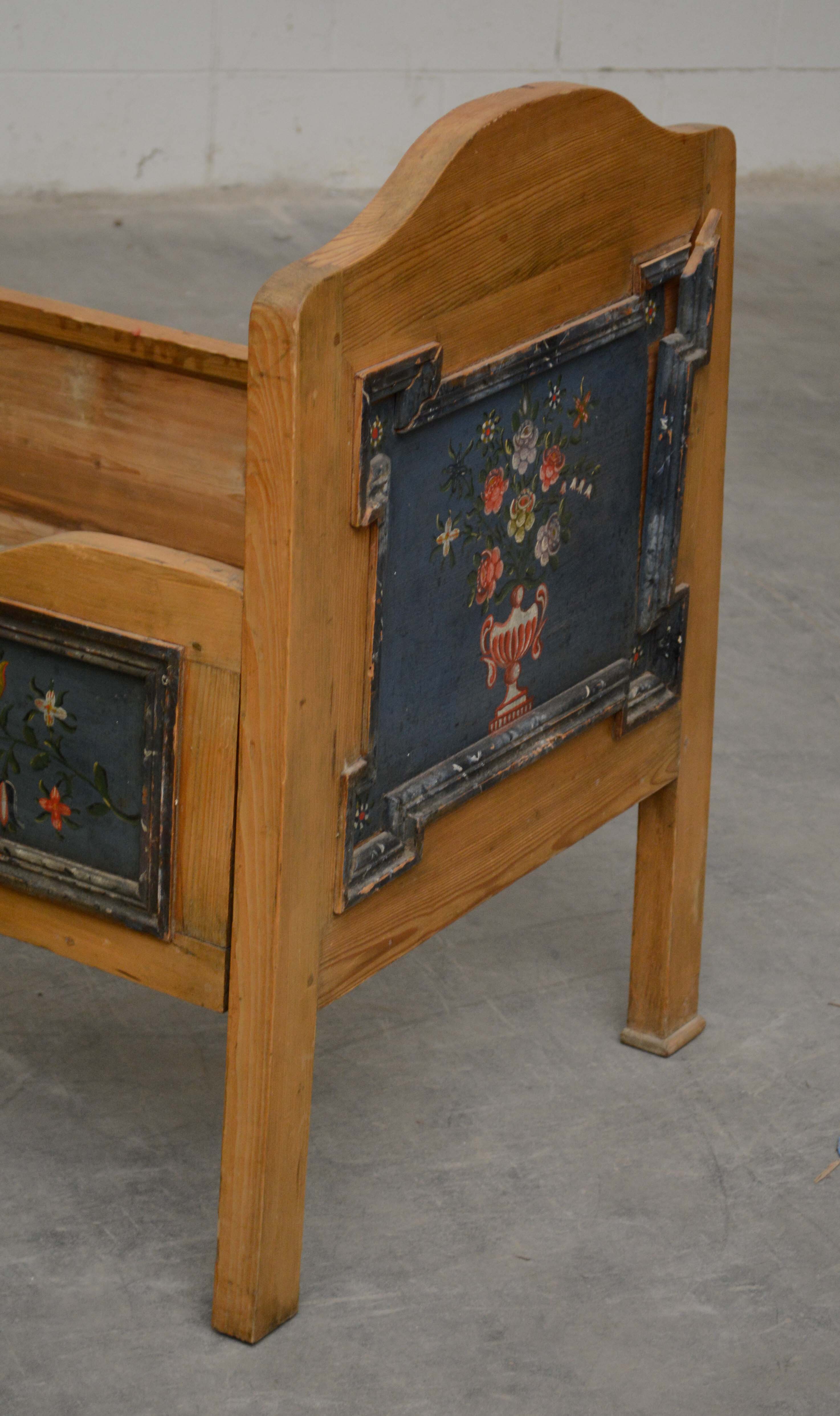 Swedish Paint-Decorated Pine Child's Bed, dated 1861
