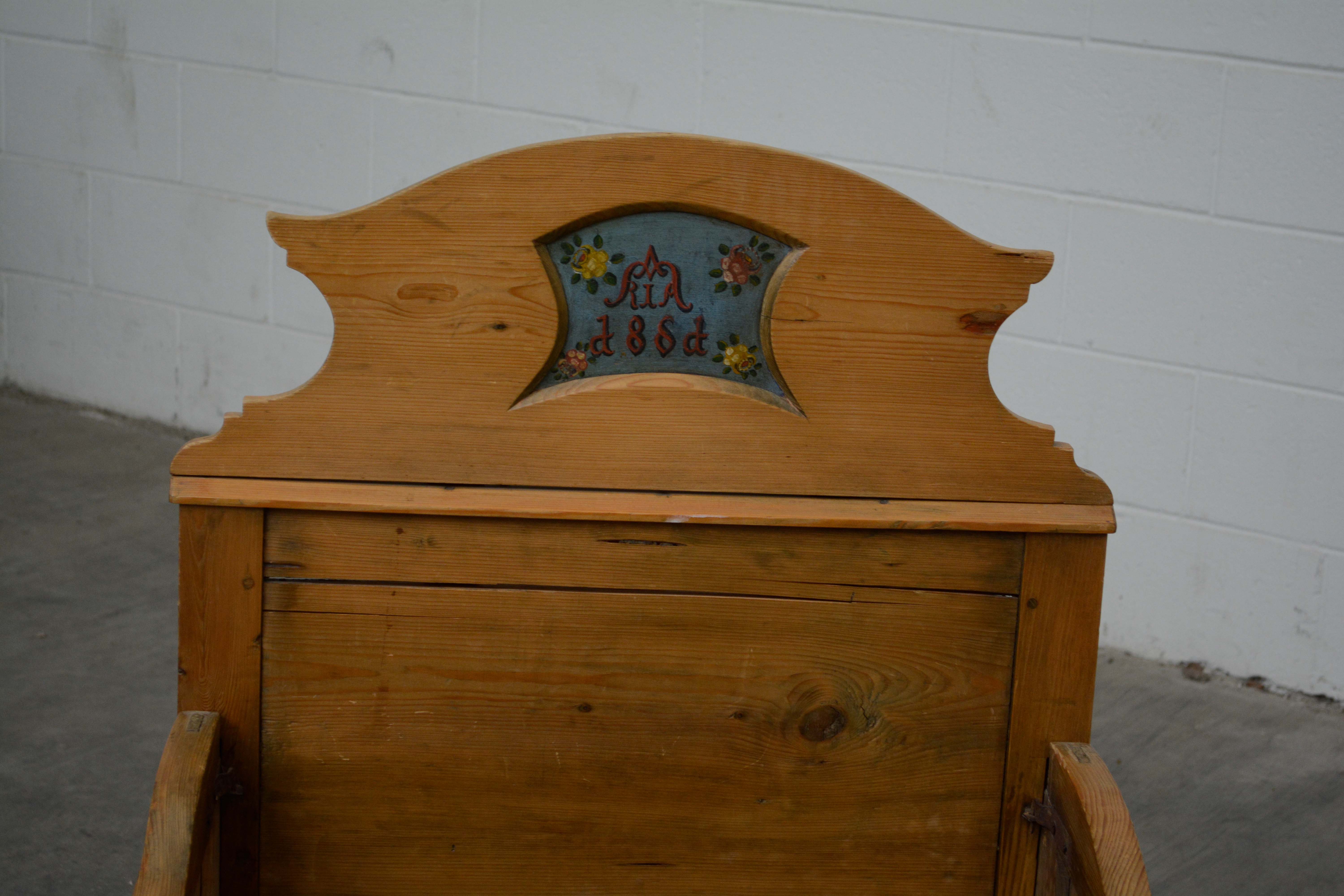 Swedish Paint-Decorated Pine Child's Bed, dated 1861