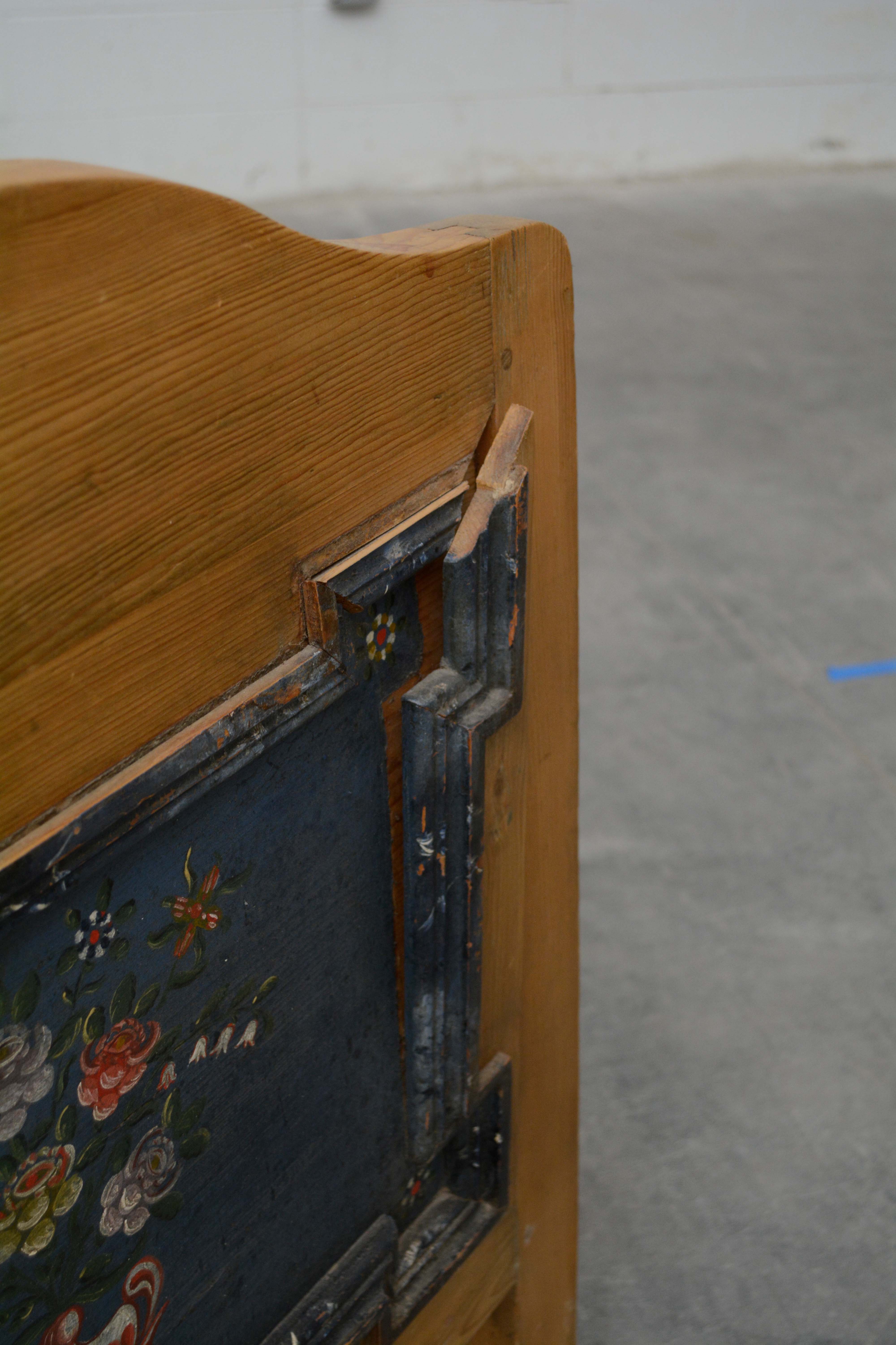 Swedish Paint-Decorated Pine Child's Bed, dated 1861