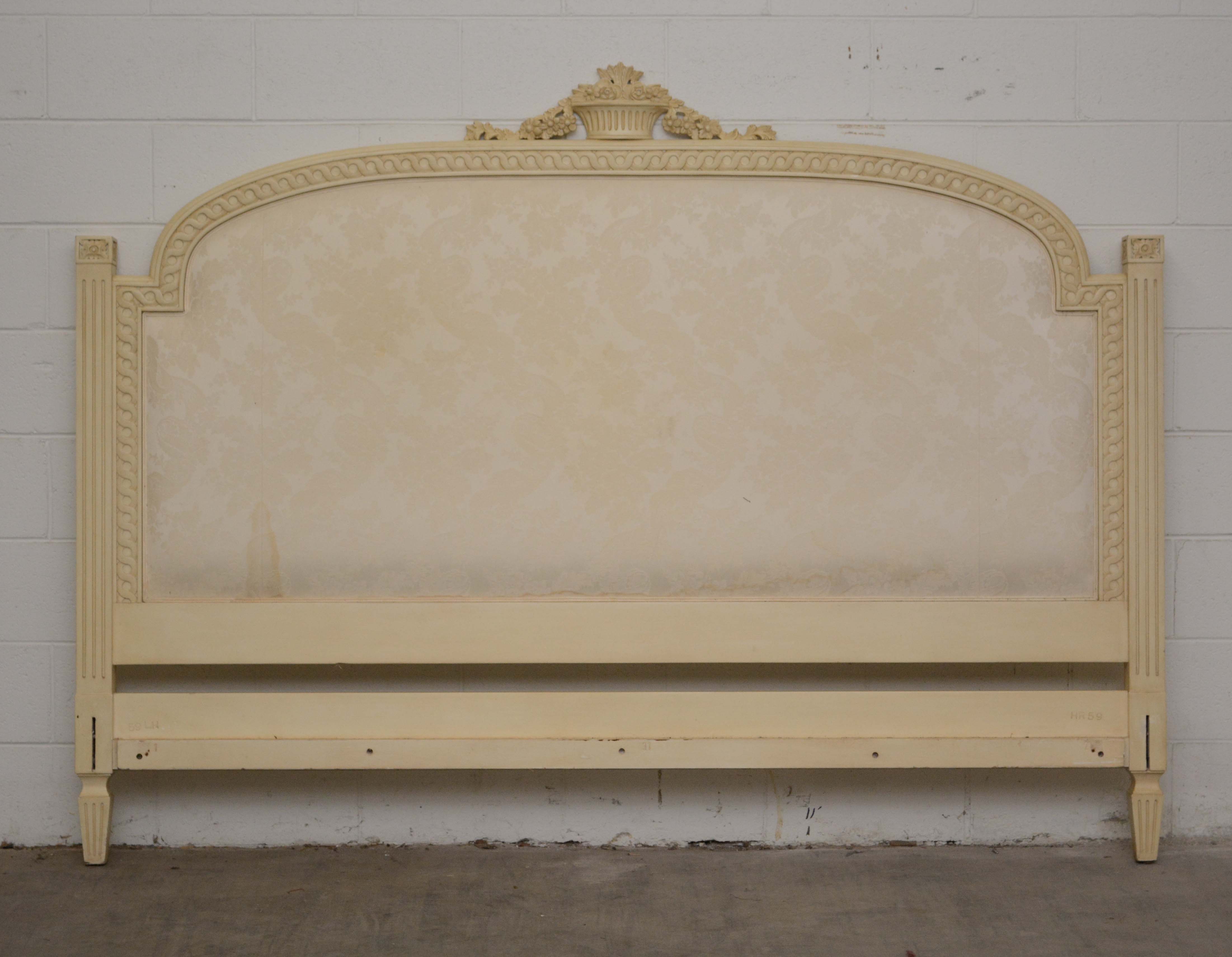 French Provincial Style Painted Wood King Size Bed Frame, Early/Mid-20th Century