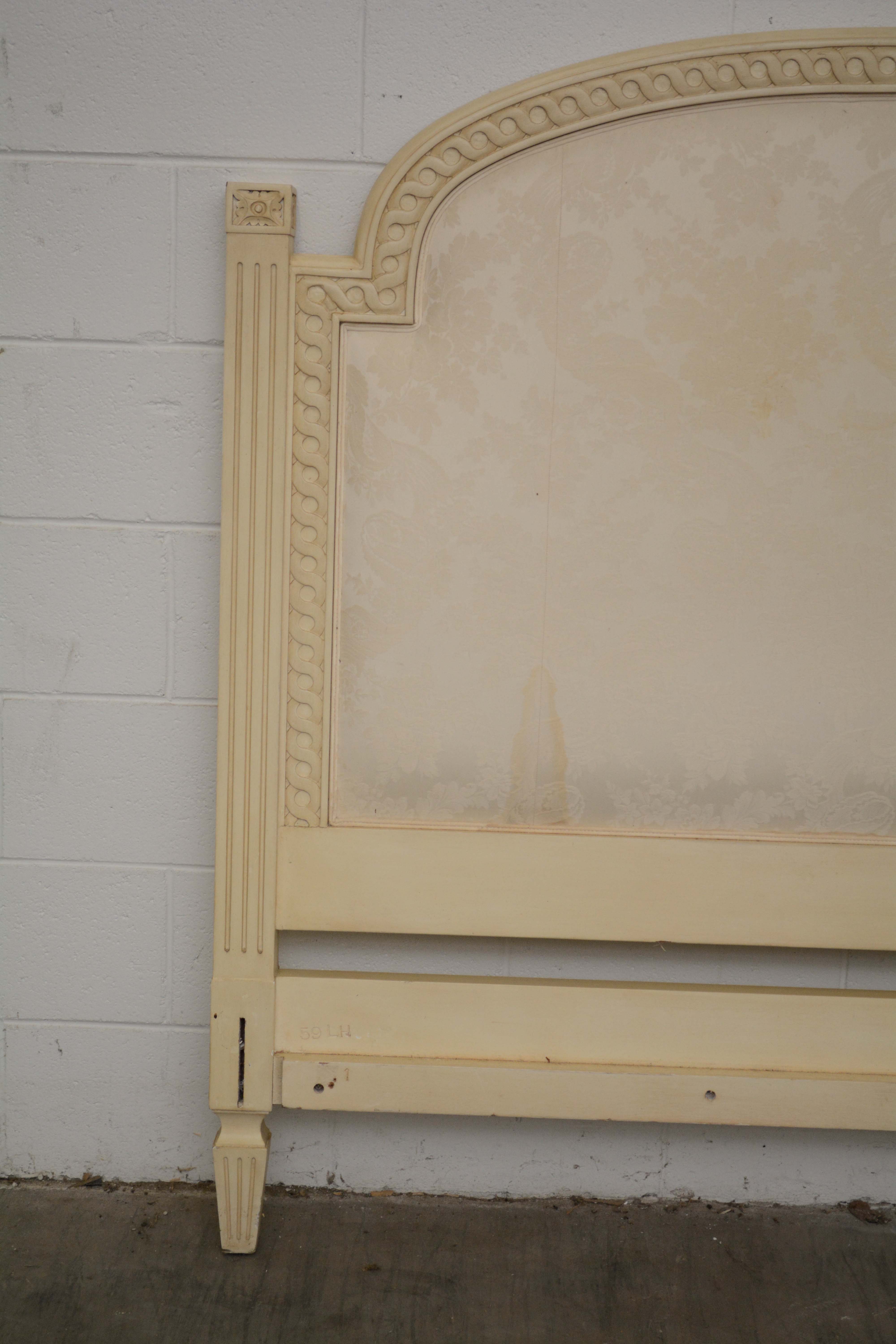 French Provincial Style Painted Wood King Size Bed Frame, Early/Mid-20th Century