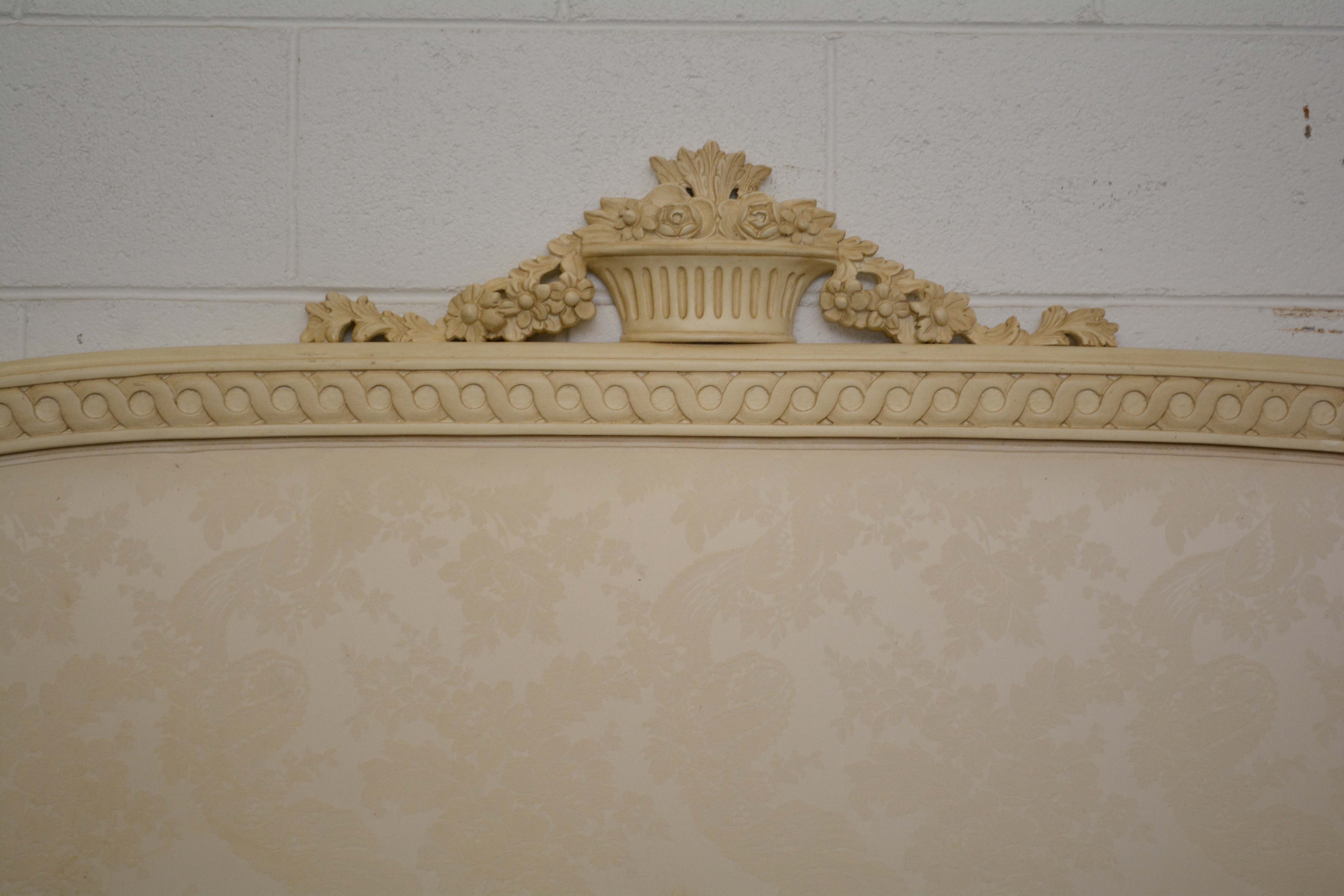 French Provincial Style Painted Wood King Size Bed Frame, Early/Mid-20th Century