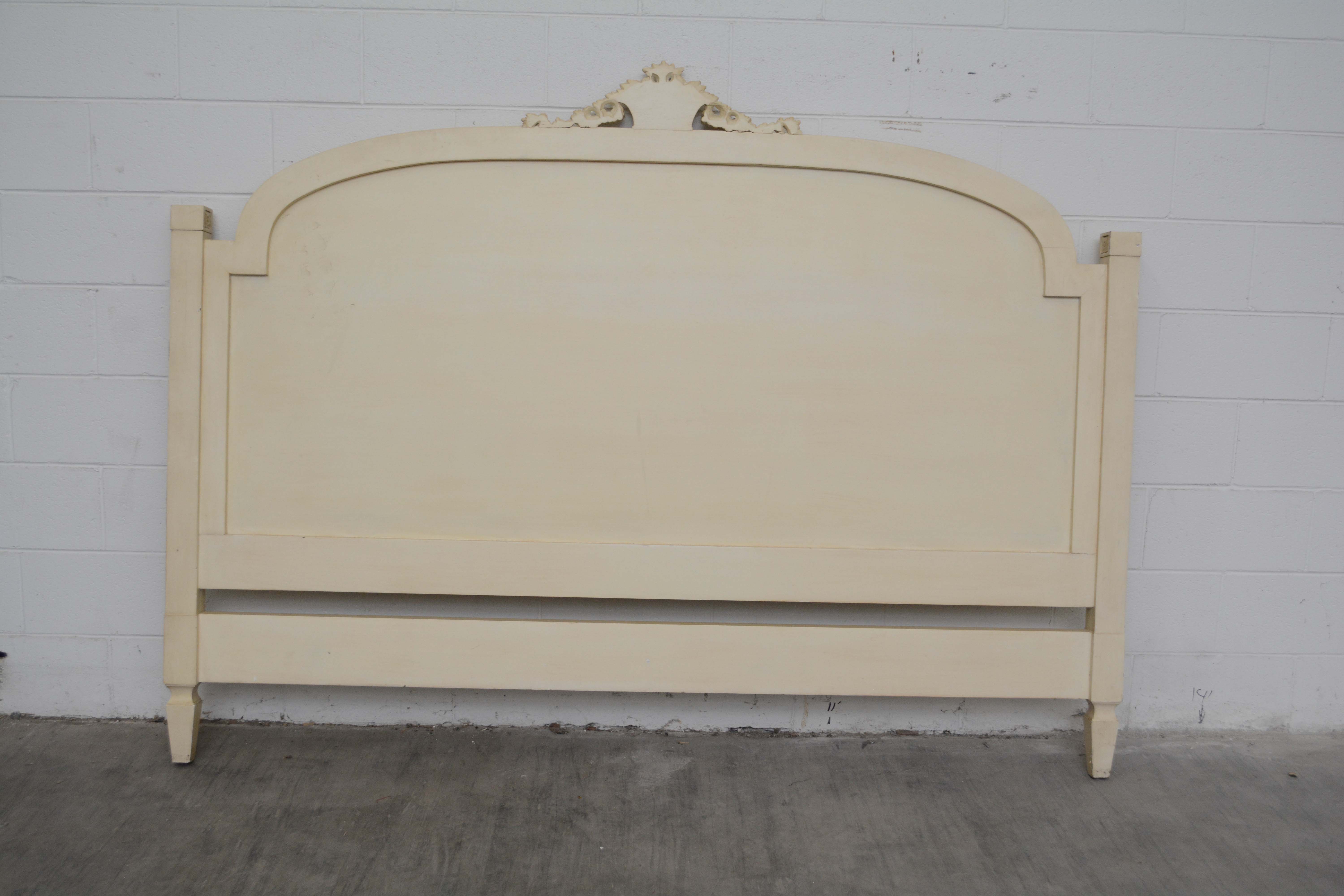 French Provincial Style Painted Wood King Size Bed Frame, Early/Mid-20th Century