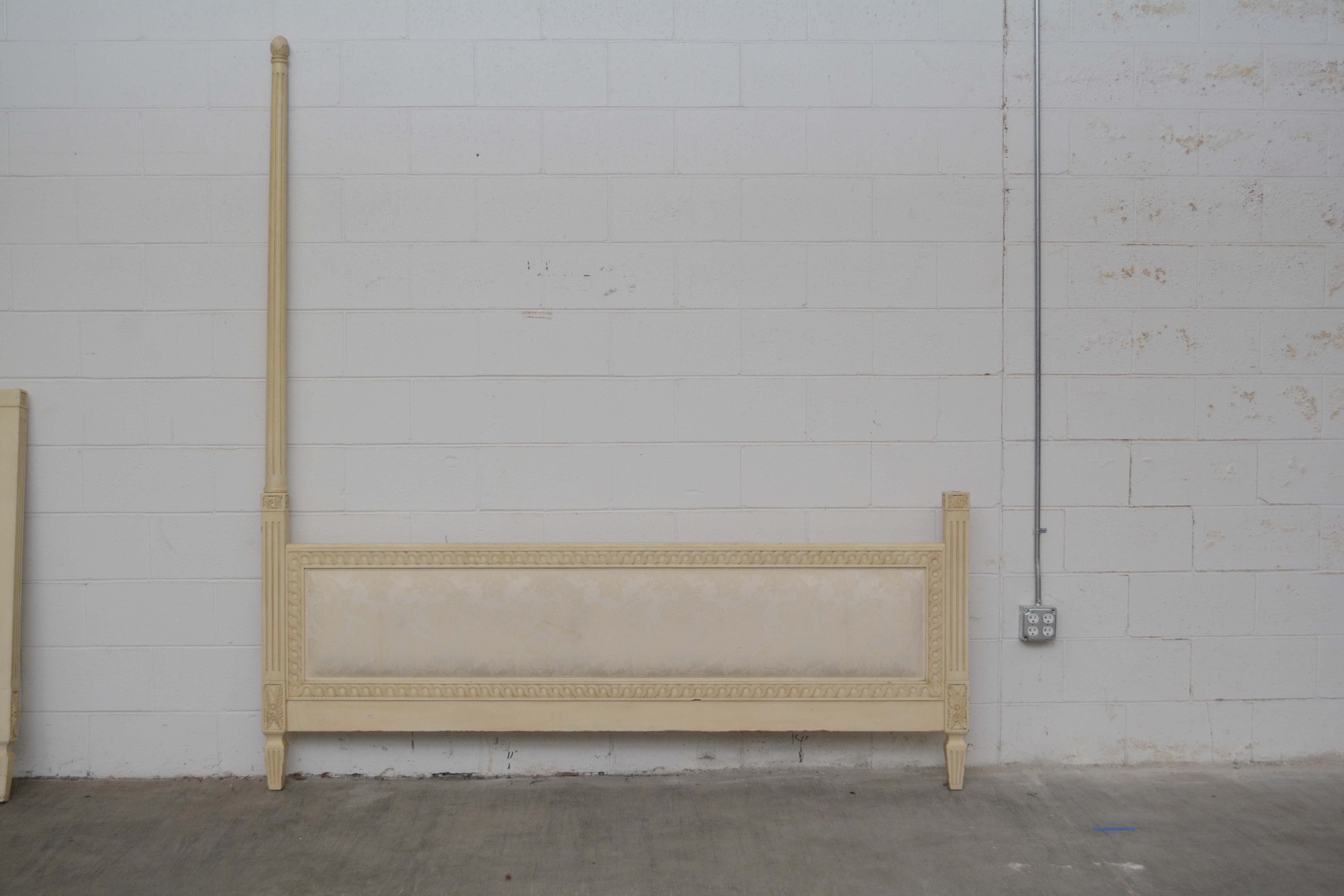 French Provincial Style Painted Wood King Size Bed Frame, Early/Mid-20th Century