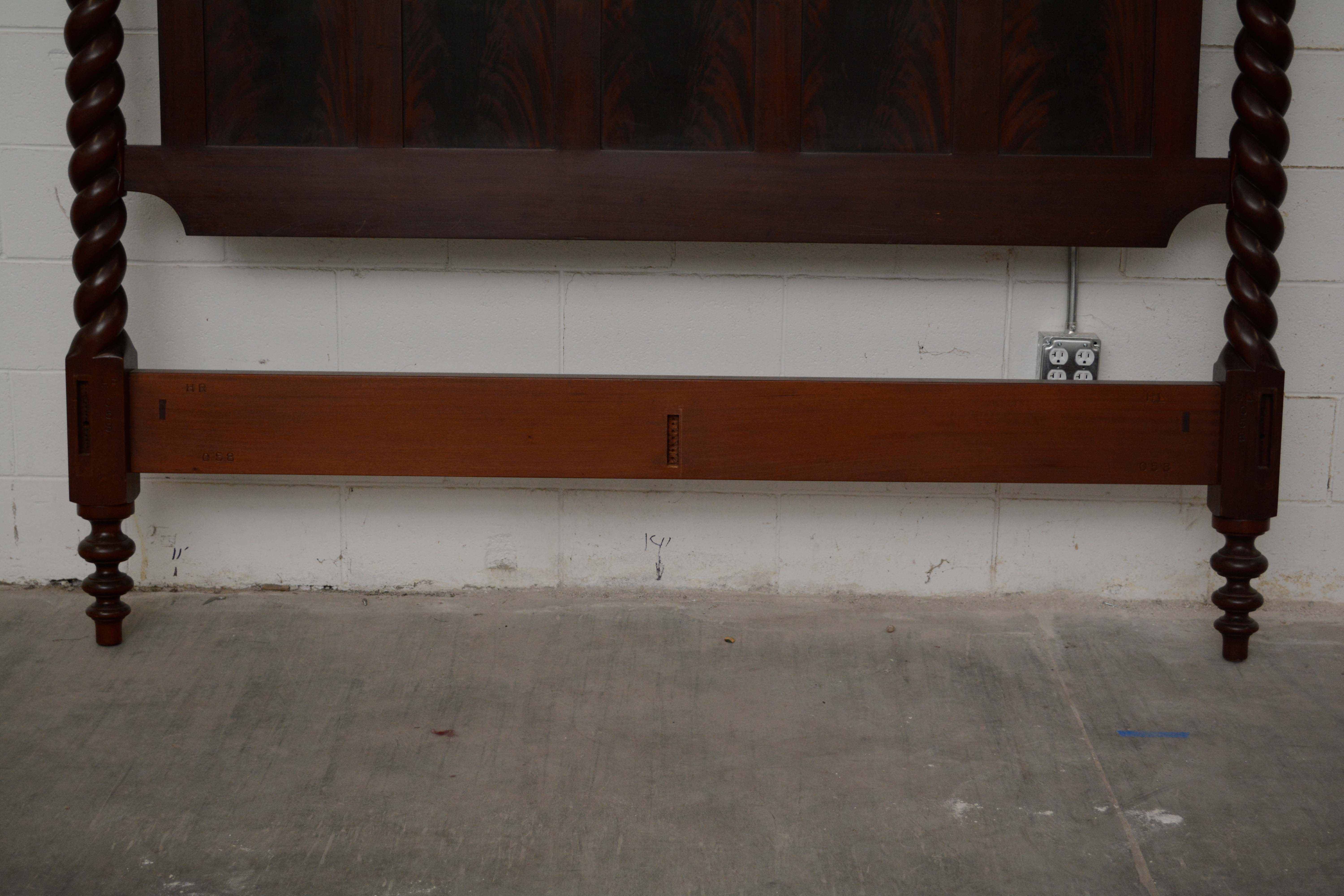 Classical Style Mahogany Queen Size Four-Poster Bed Frame, 20th Century