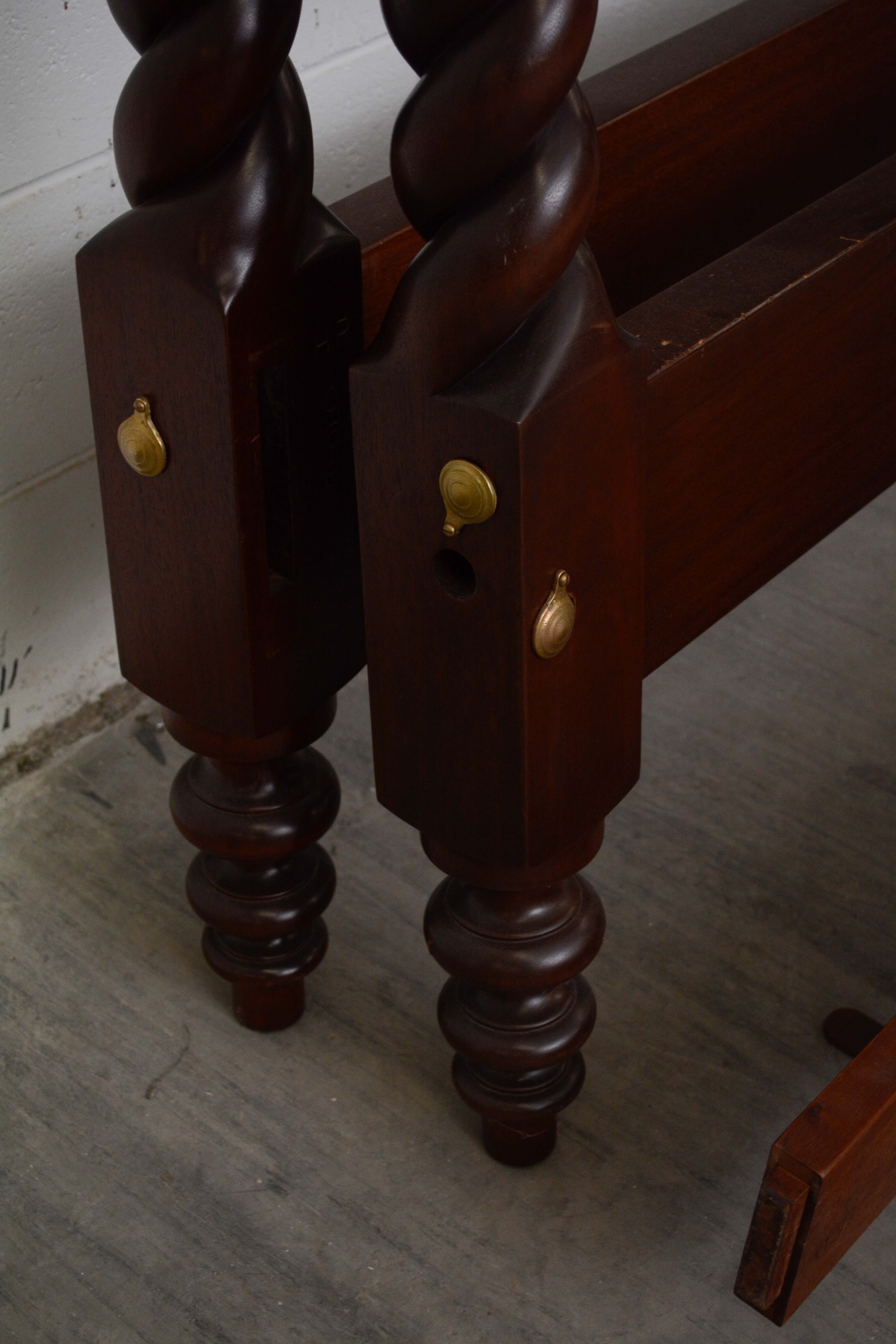 Classical Style Mahogany Queen Size Four-Poster Bed Frame, 20th Century