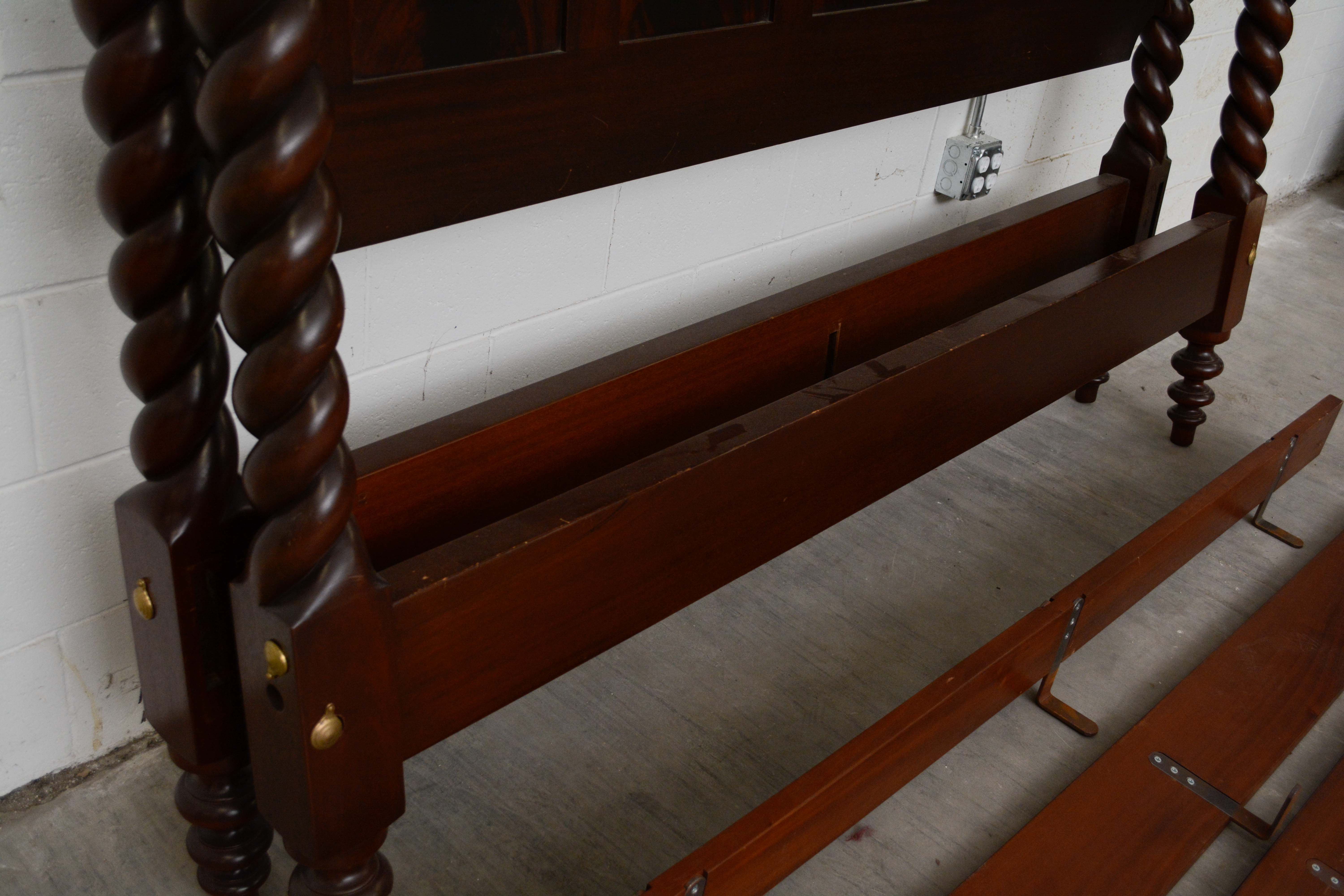 Classical Style Mahogany Queen Size Four-Poster Bed Frame, 20th Century