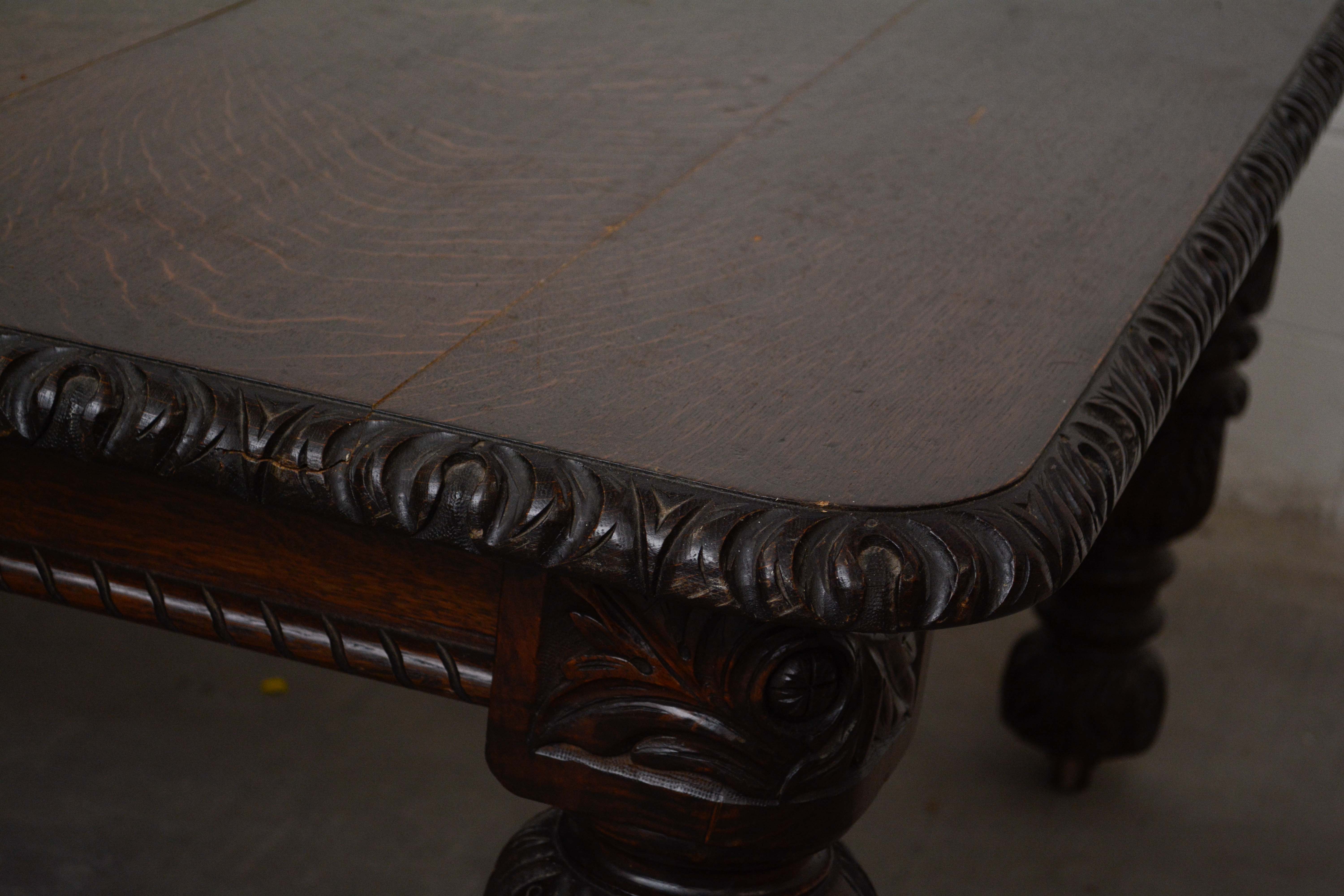 Victorian Tudor Style Oak Dining Table, Late 19th Century