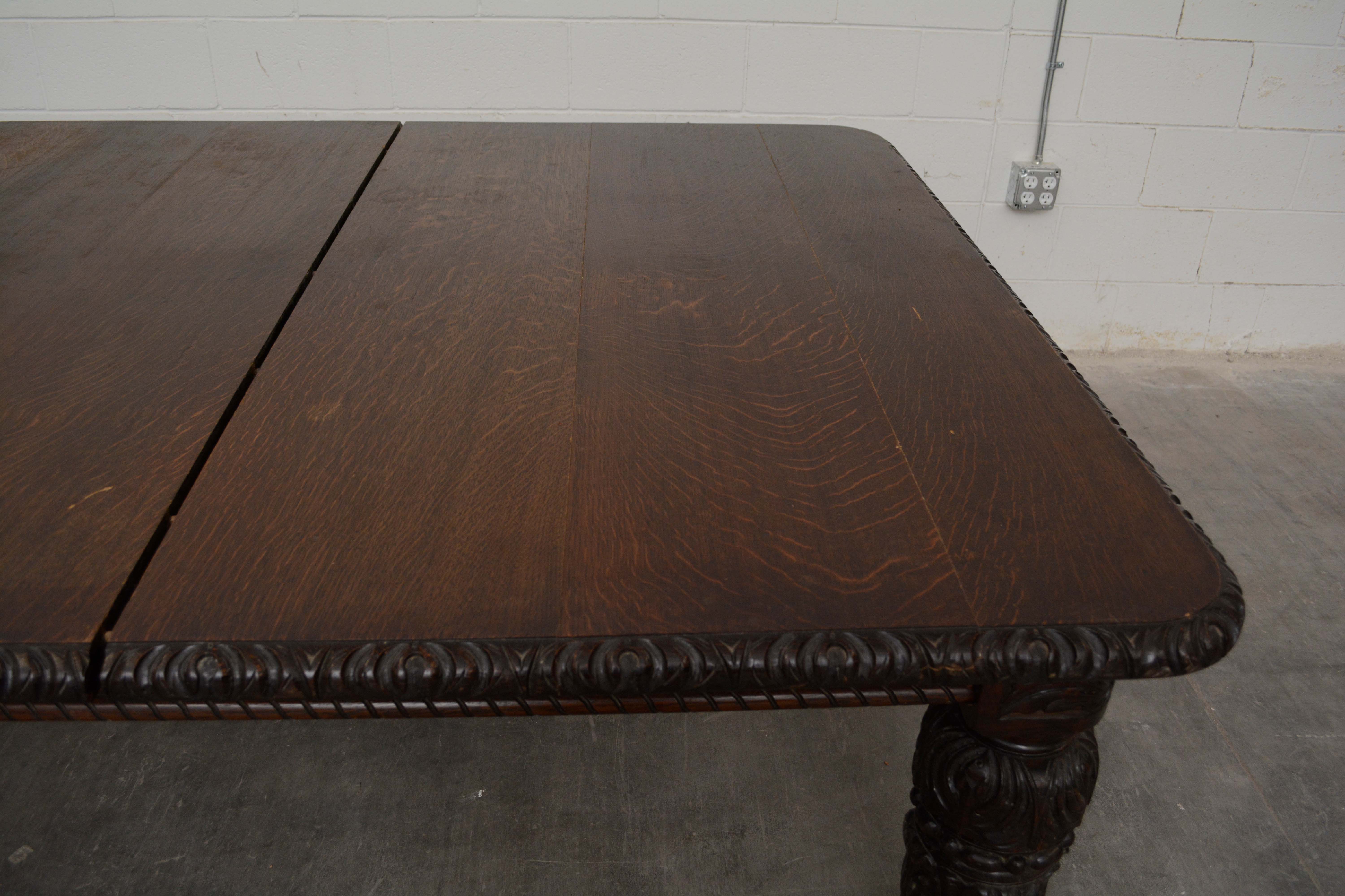 Victorian Tudor Style Oak Dining Table, Late 19th Century