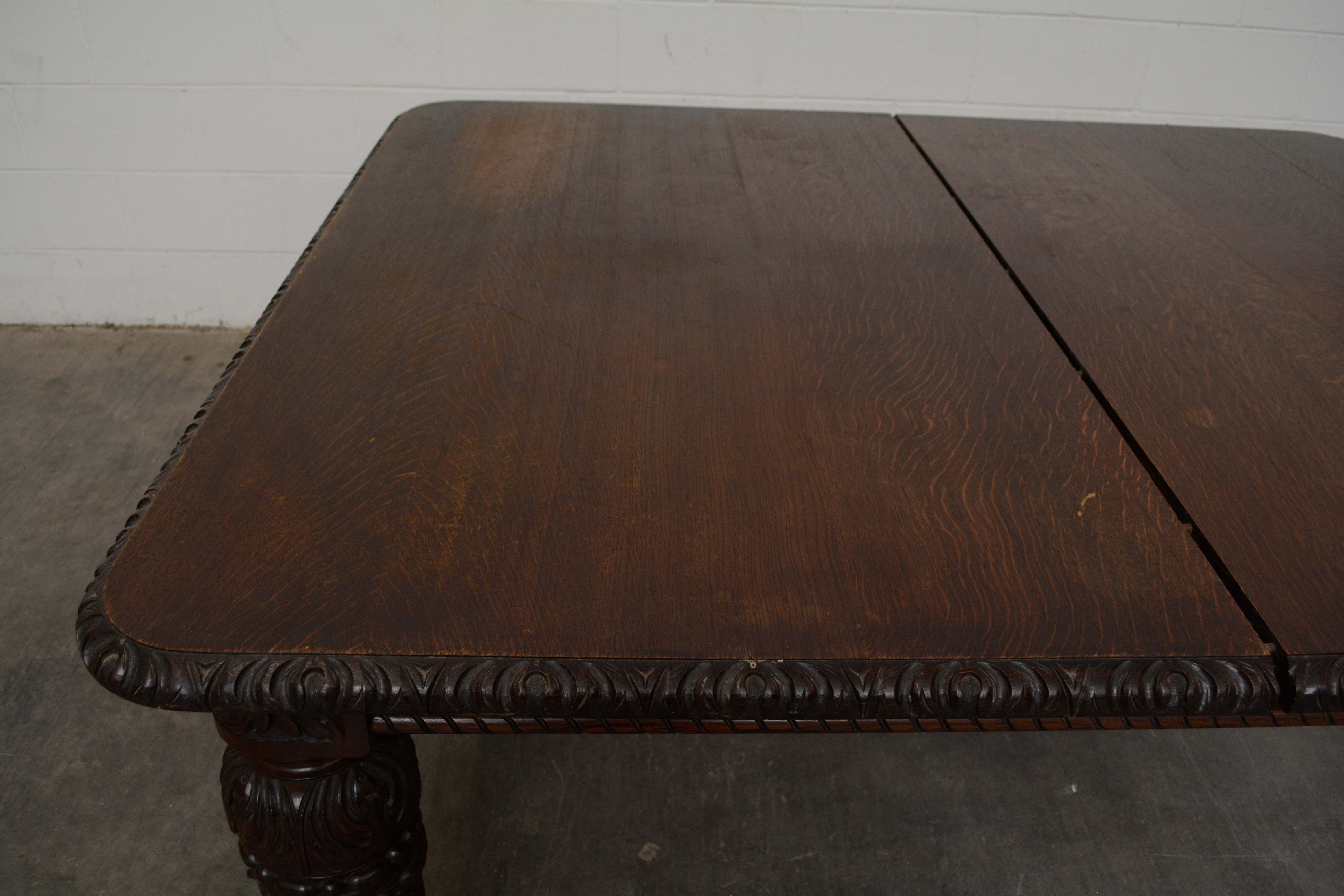 Victorian Tudor Style Oak Dining Table, Late 19th Century