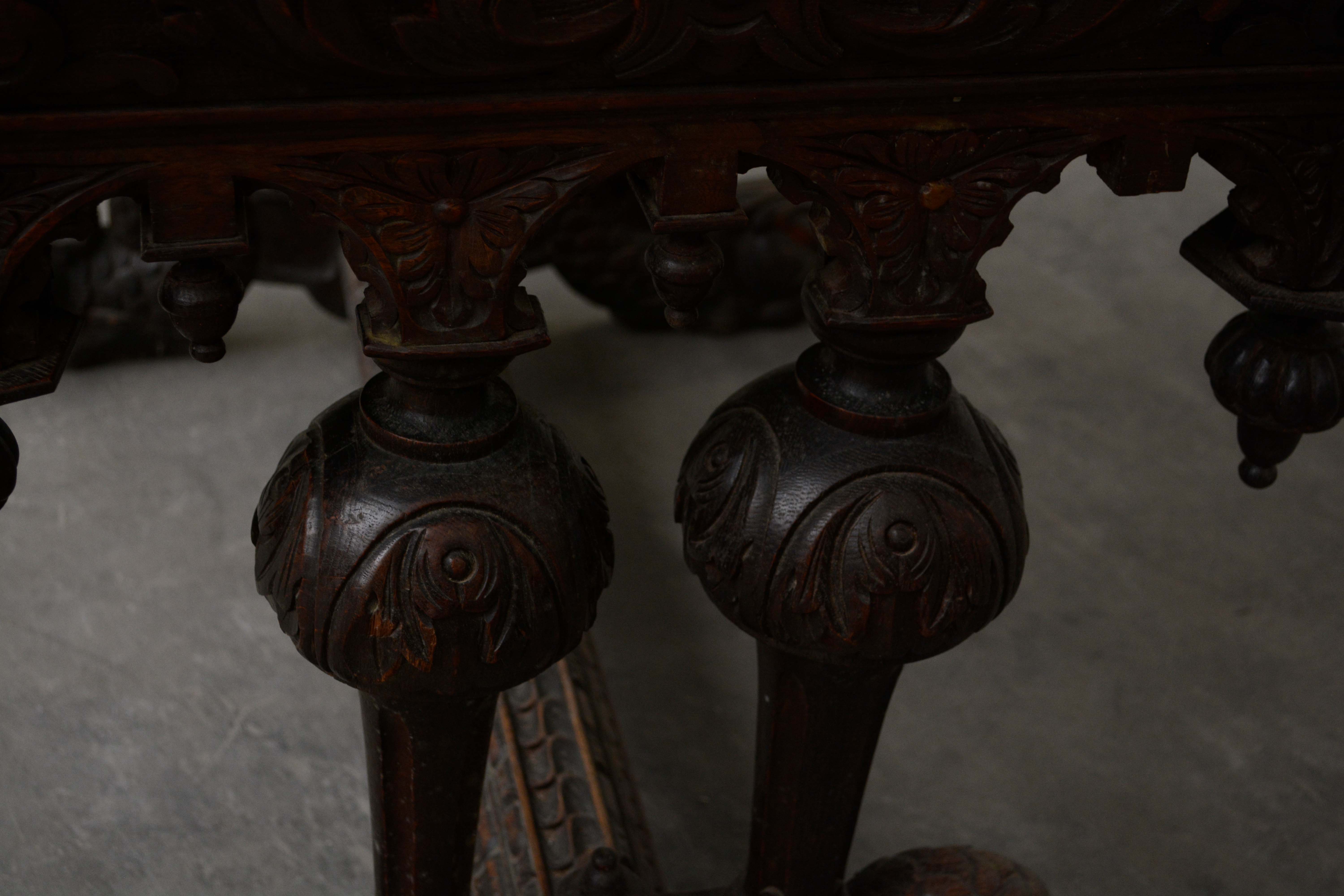 Renaissance Revival Oak Library Table, Mid-19th Century