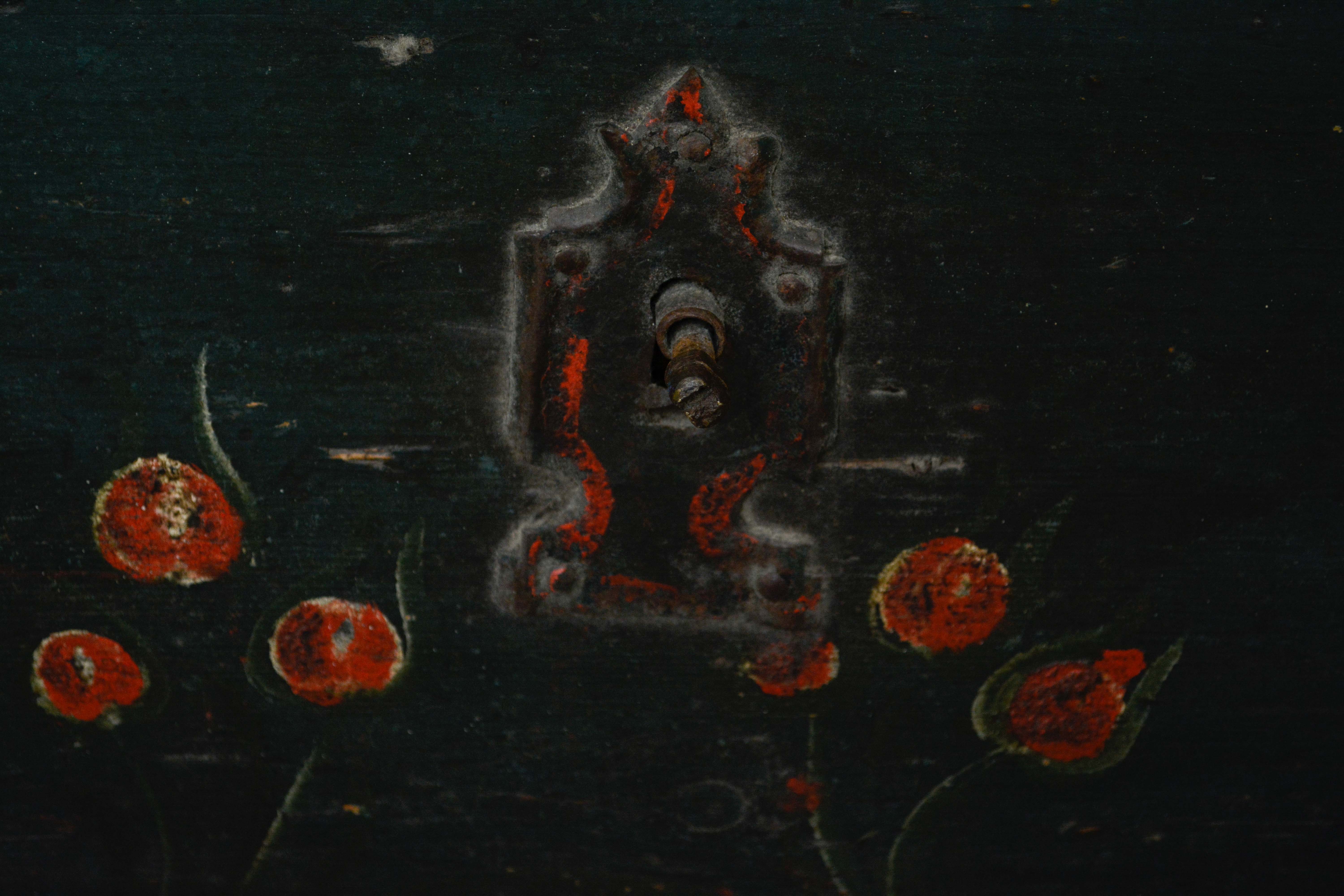 Swedish Paint-Decorated Pine Trunk, dated 1856