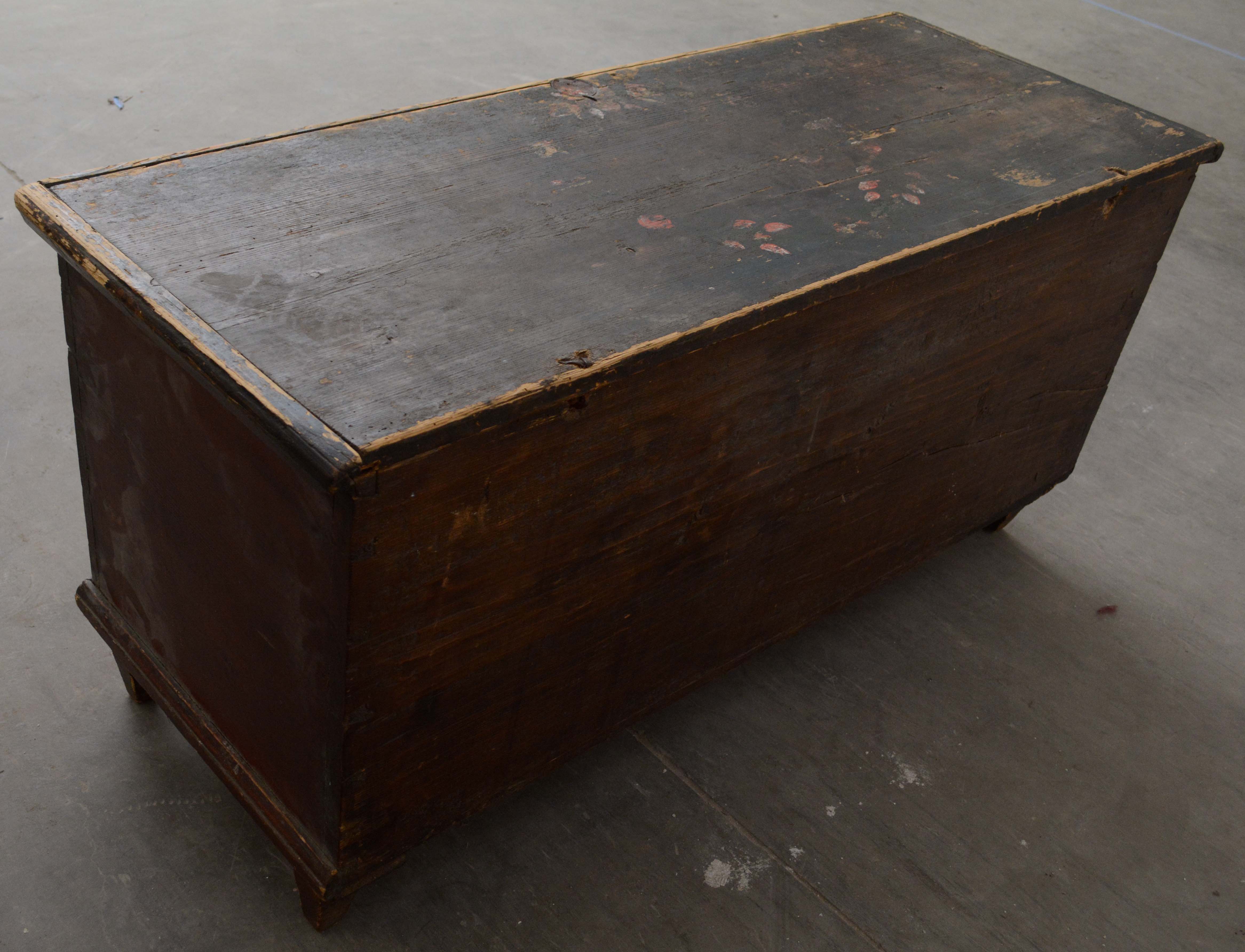 Swedish Paint-Decorated Pine Trunk, dated 1856