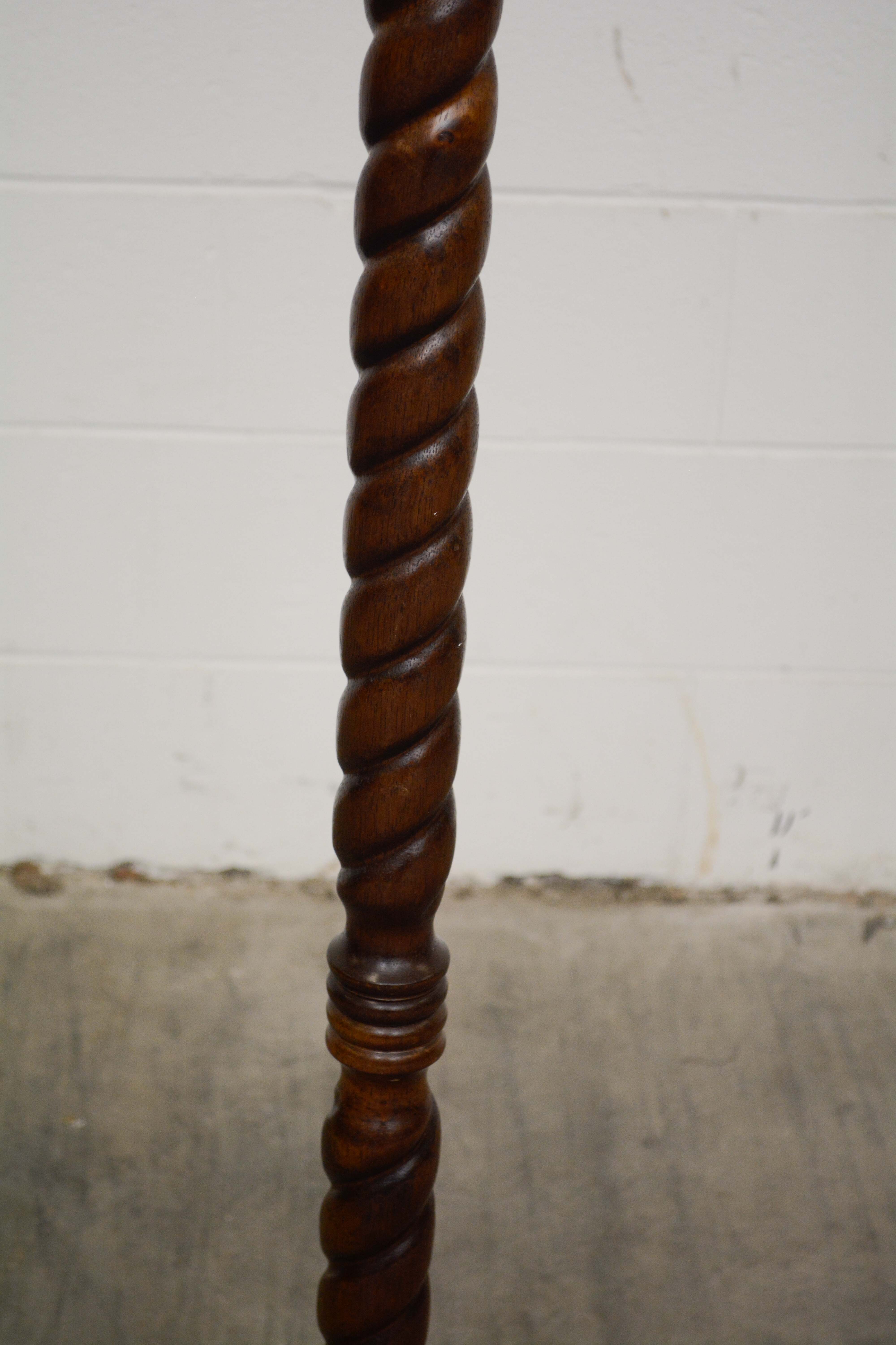 Carved Barley Twist Wooden Floor Lamp with Pedestal Base
