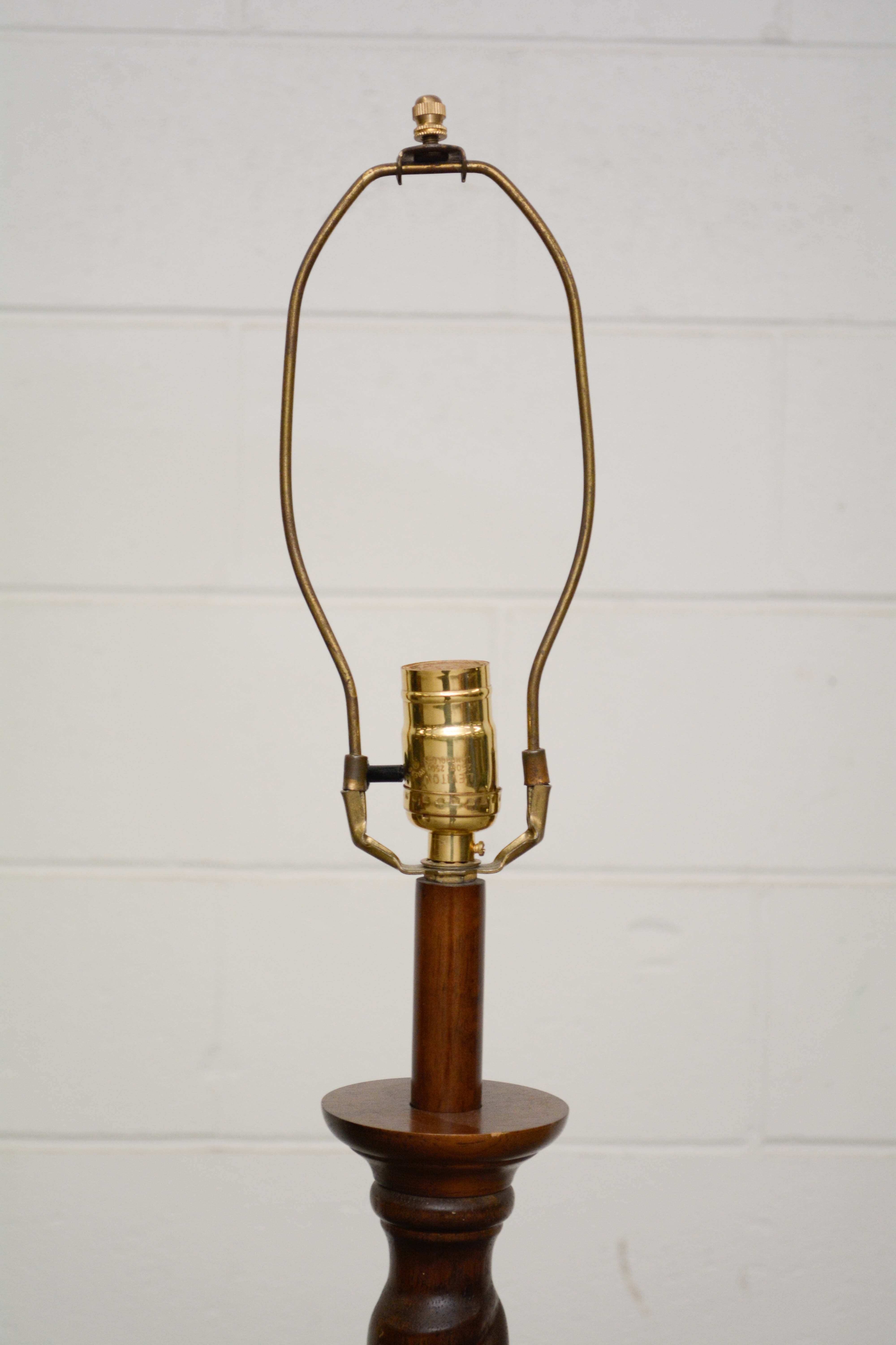 Carved Barley Twist Wooden Floor Lamp with Pedestal Base