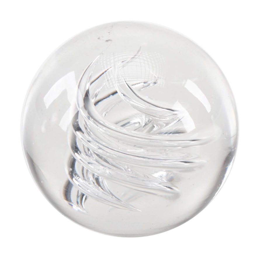 Signed Handblown Transparent Swirl Art Glass Marble