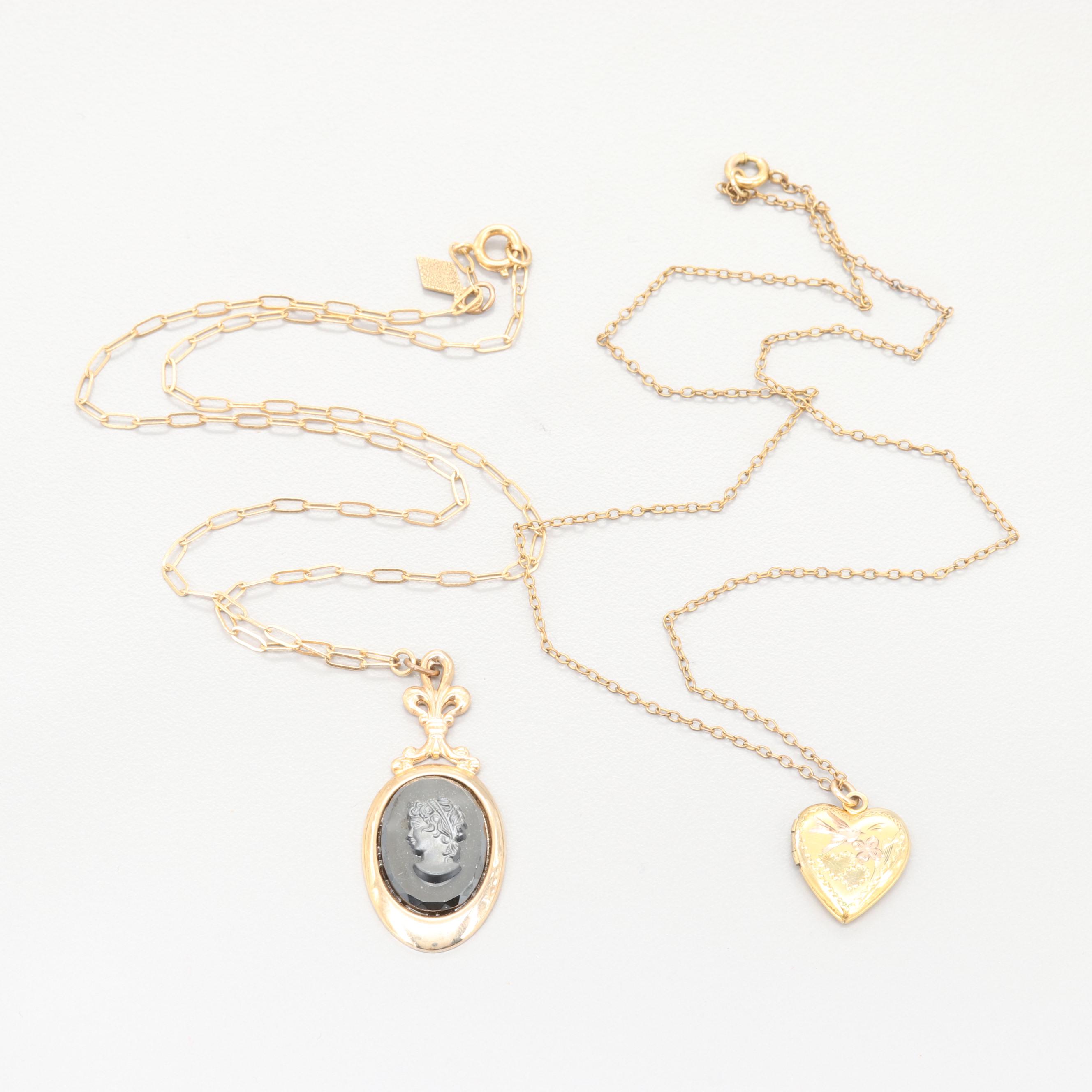 Vintage Gold Tone Serpentine, Enamel and Aventurine with Catamore and Winard