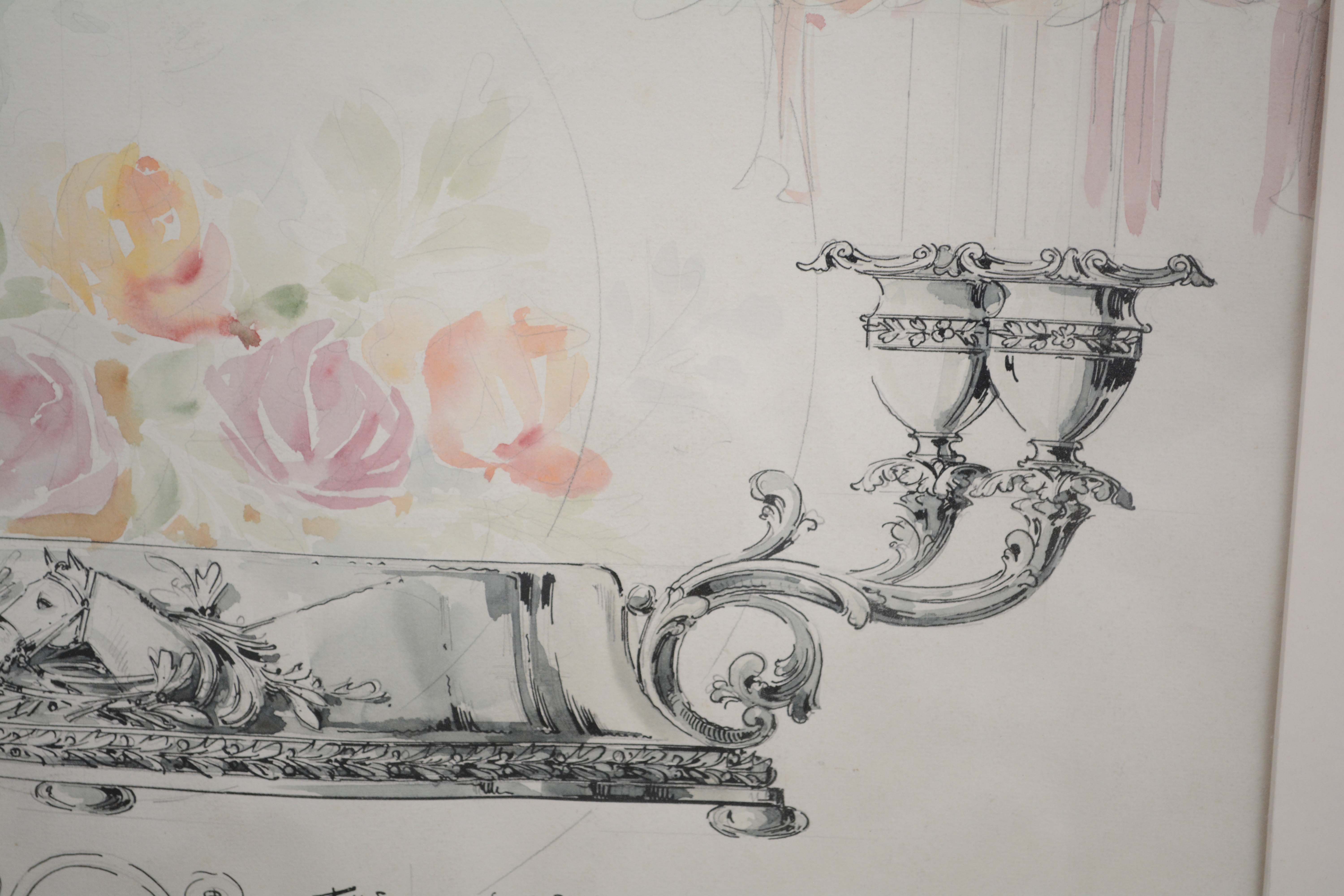 Watercolor and Graphite Production Drawing "Design No. 22408 C."