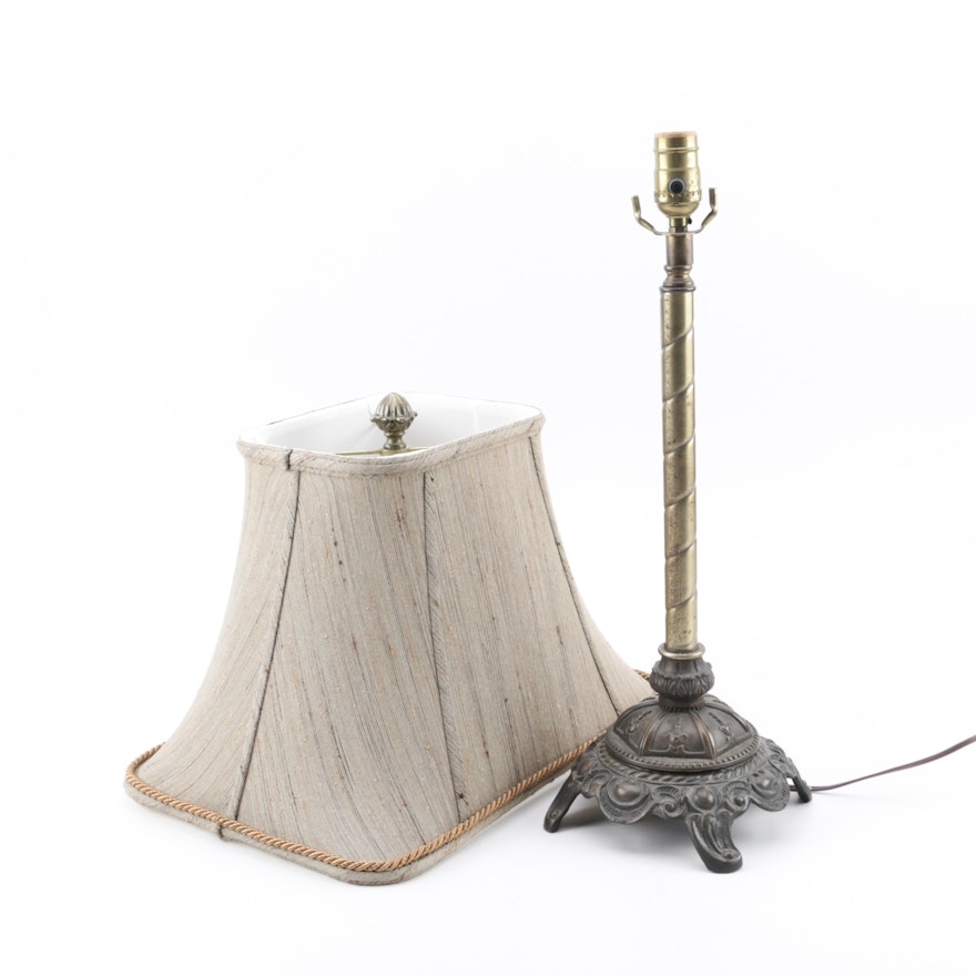Contemporary Metal Base Table Lamp with Fabric Shade