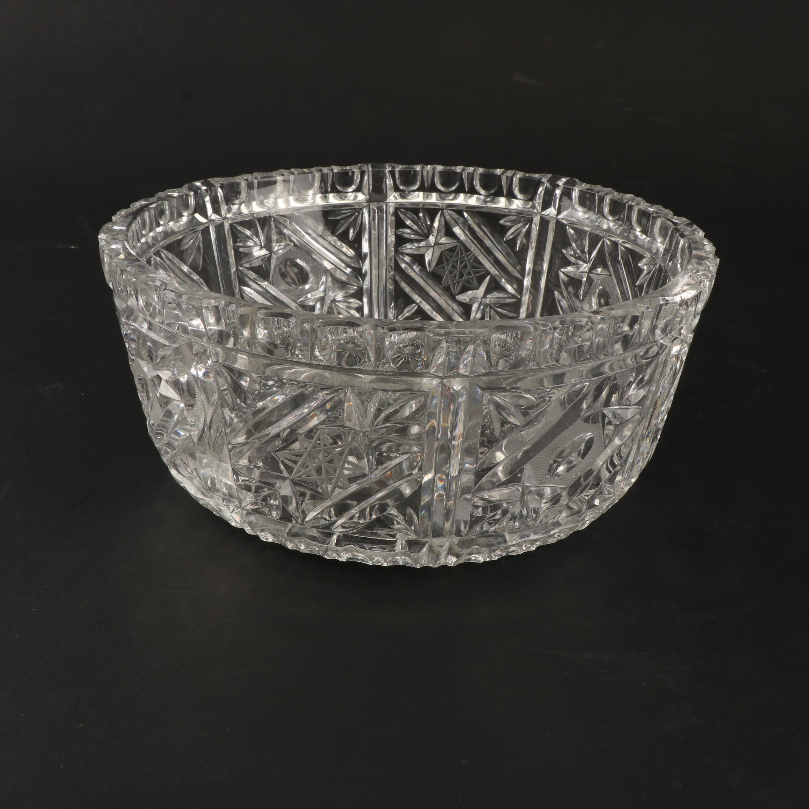 Vintage Pressed Glass Knife Rest, Candy Dishes, and Cruet with Cut Crystal Cruet