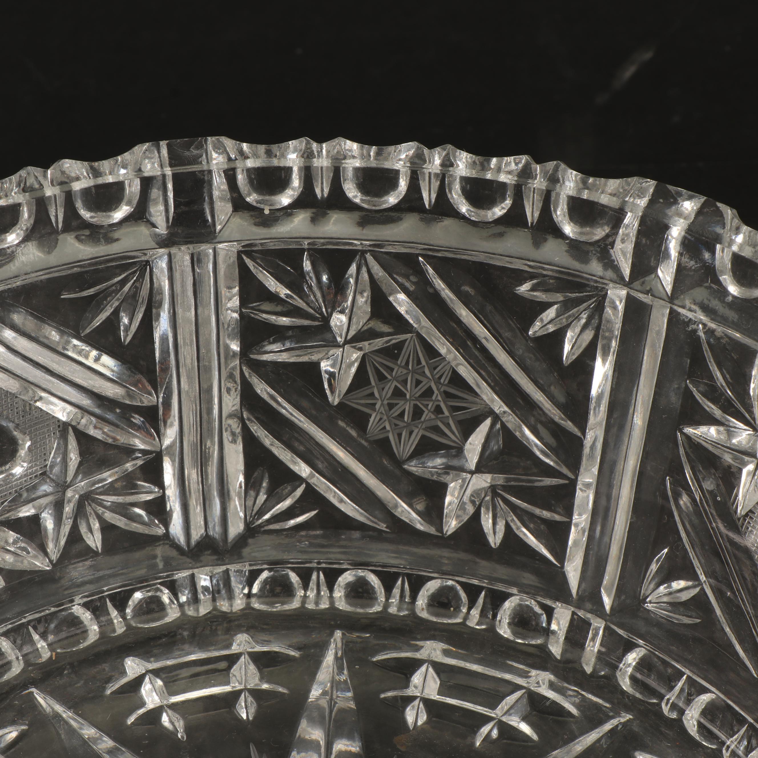 Vintage Pressed Glass Knife Rest, Candy Dishes, and Cruet with Cut Crystal Cruet