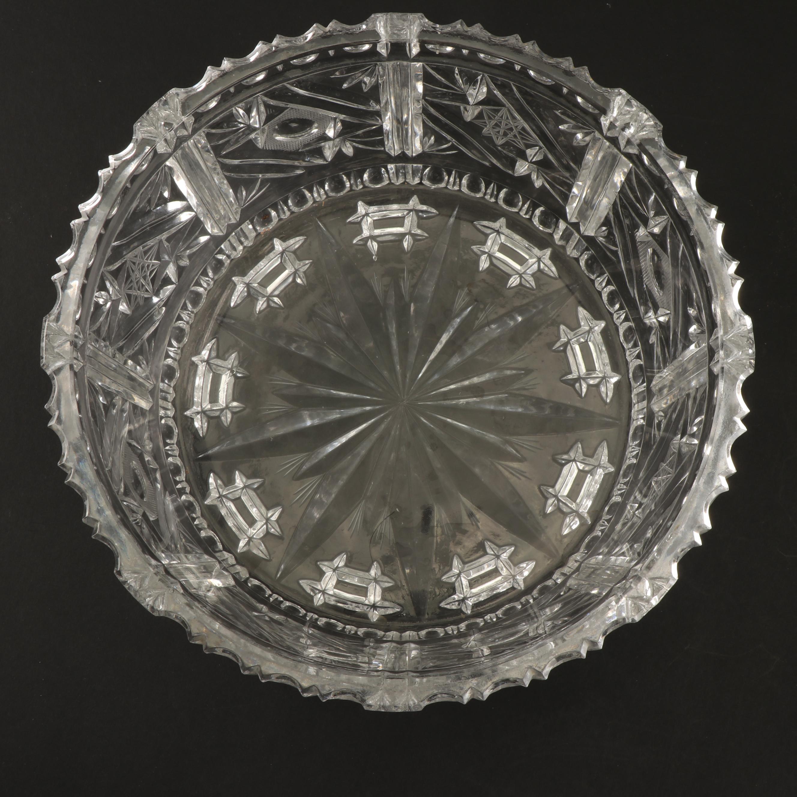 Vintage Pressed Glass Knife Rest, Candy Dishes, and Cruet with Cut Crystal Cruet