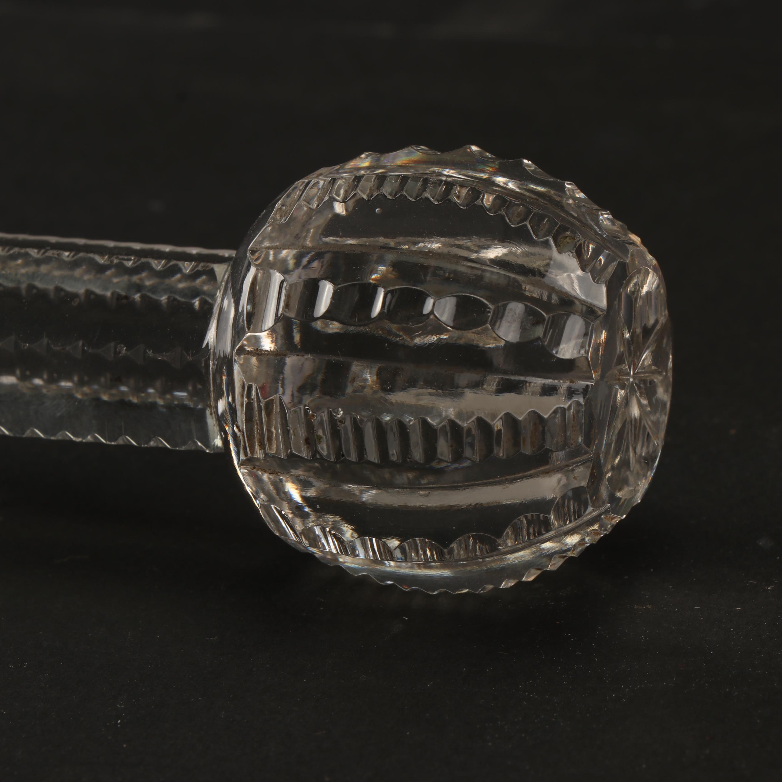 Vintage Pressed Glass Knife Rest, Candy Dishes, and Cruet with Cut Crystal Cruet