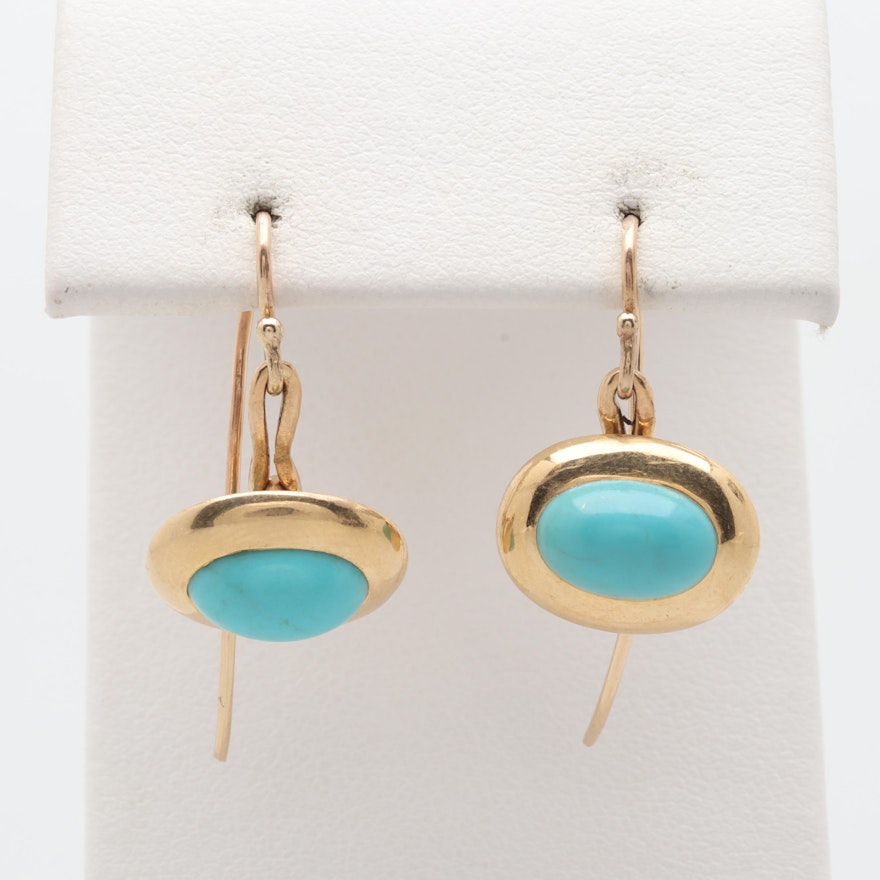 14K and 18K Yellow Gold Howlite Earrings