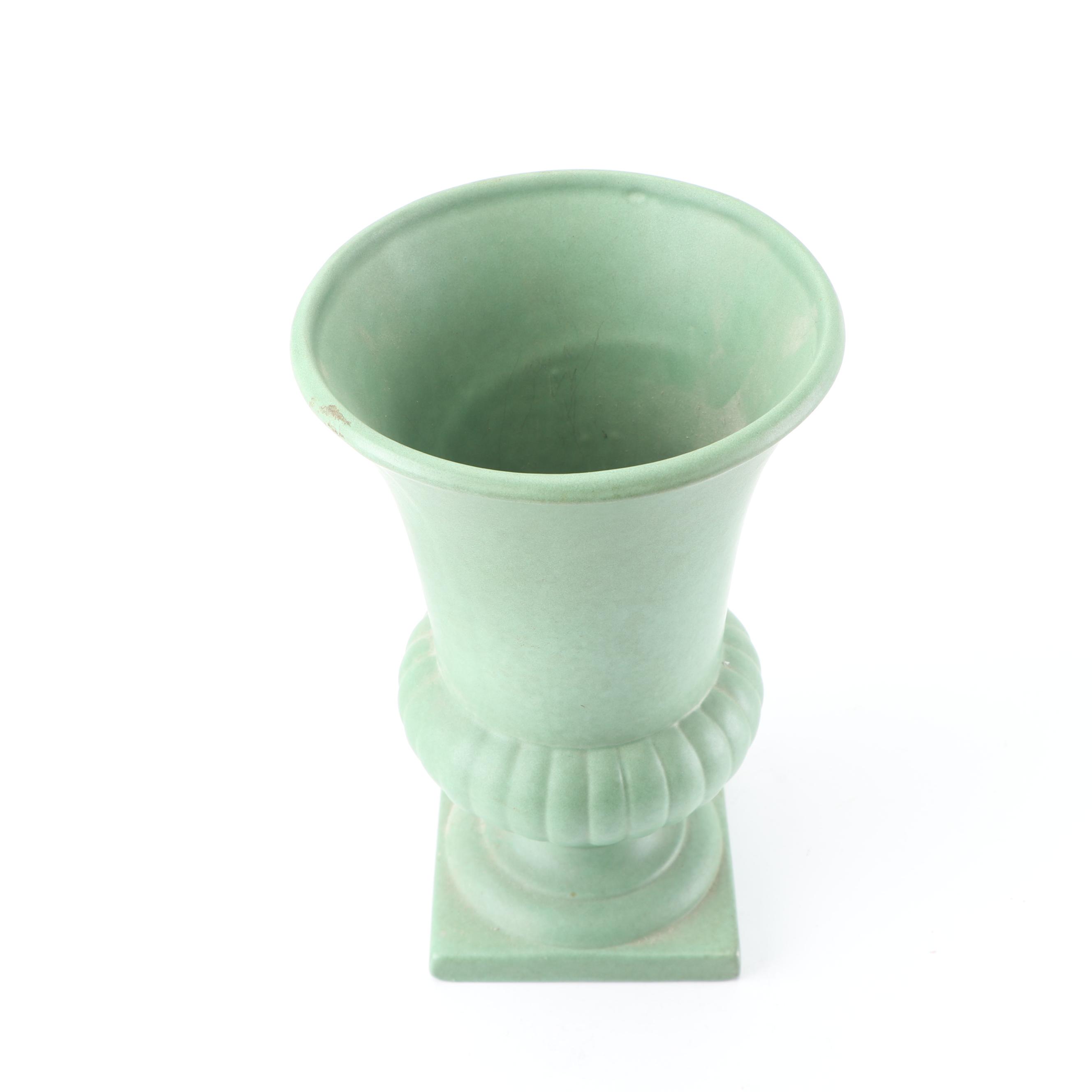 Red Wing Pottery Sage Green Urn Vase, Mid-Century