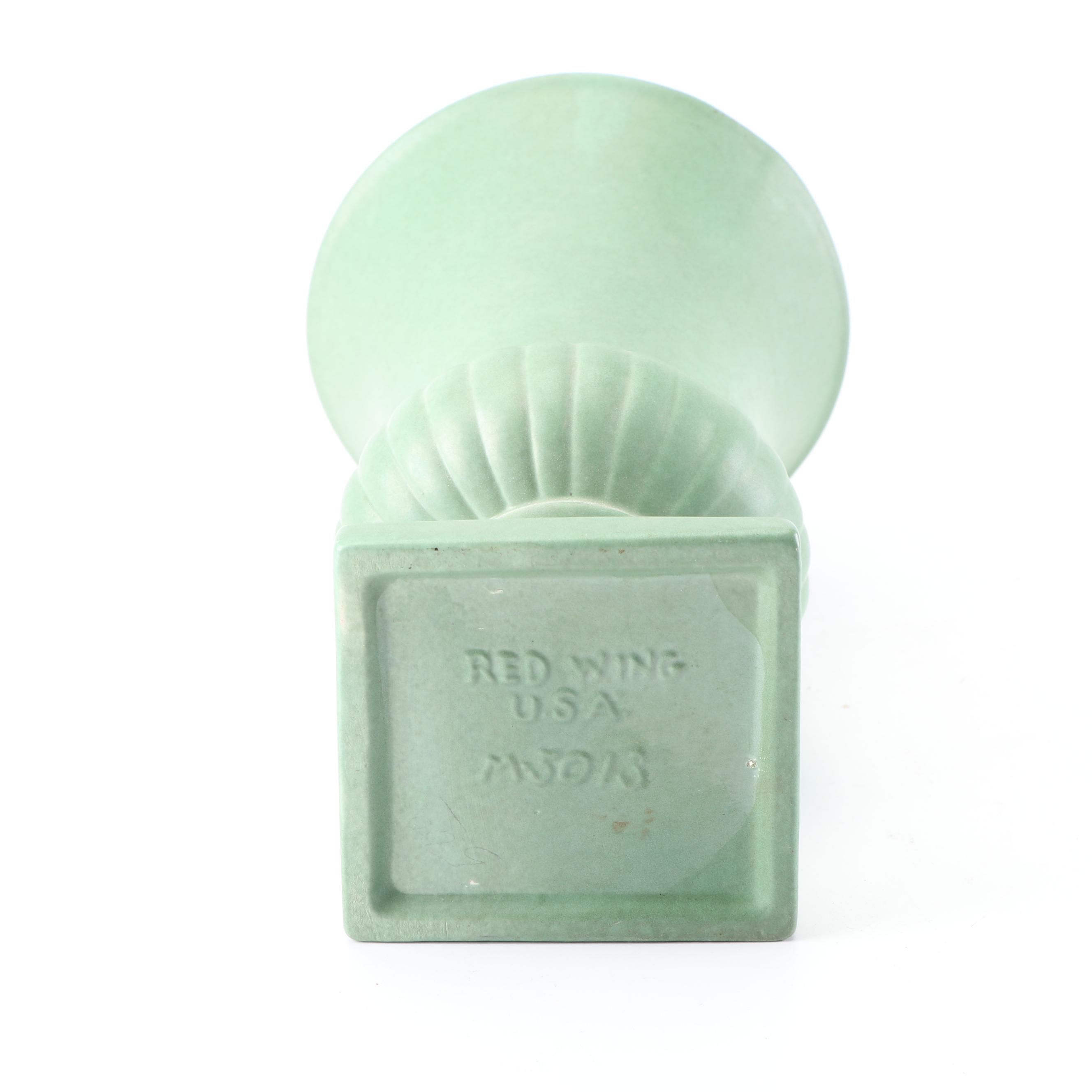 Red Wing Pottery Sage Green Urn Vase, Mid-Century