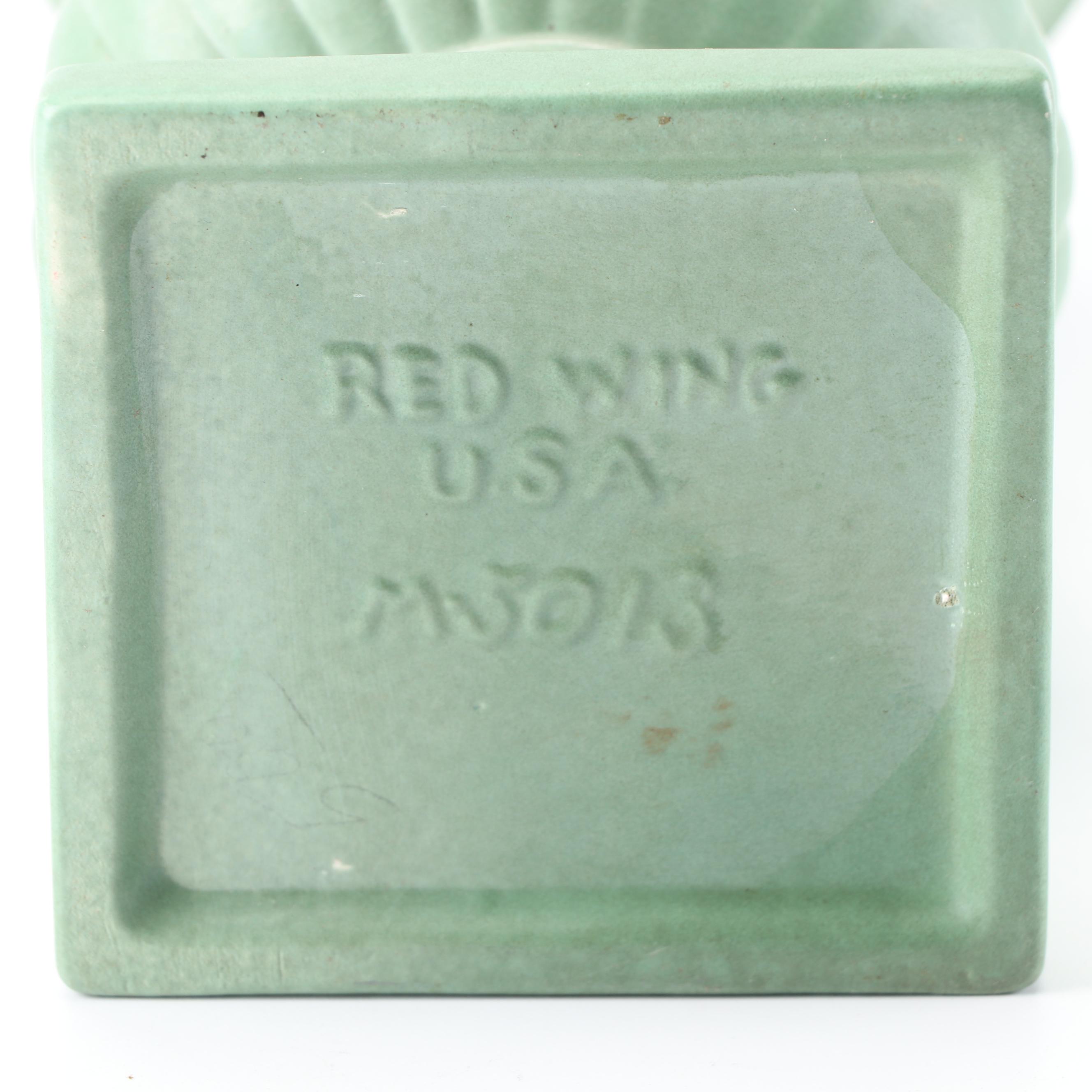 Red Wing Pottery Sage Green Urn Vase, Mid-Century